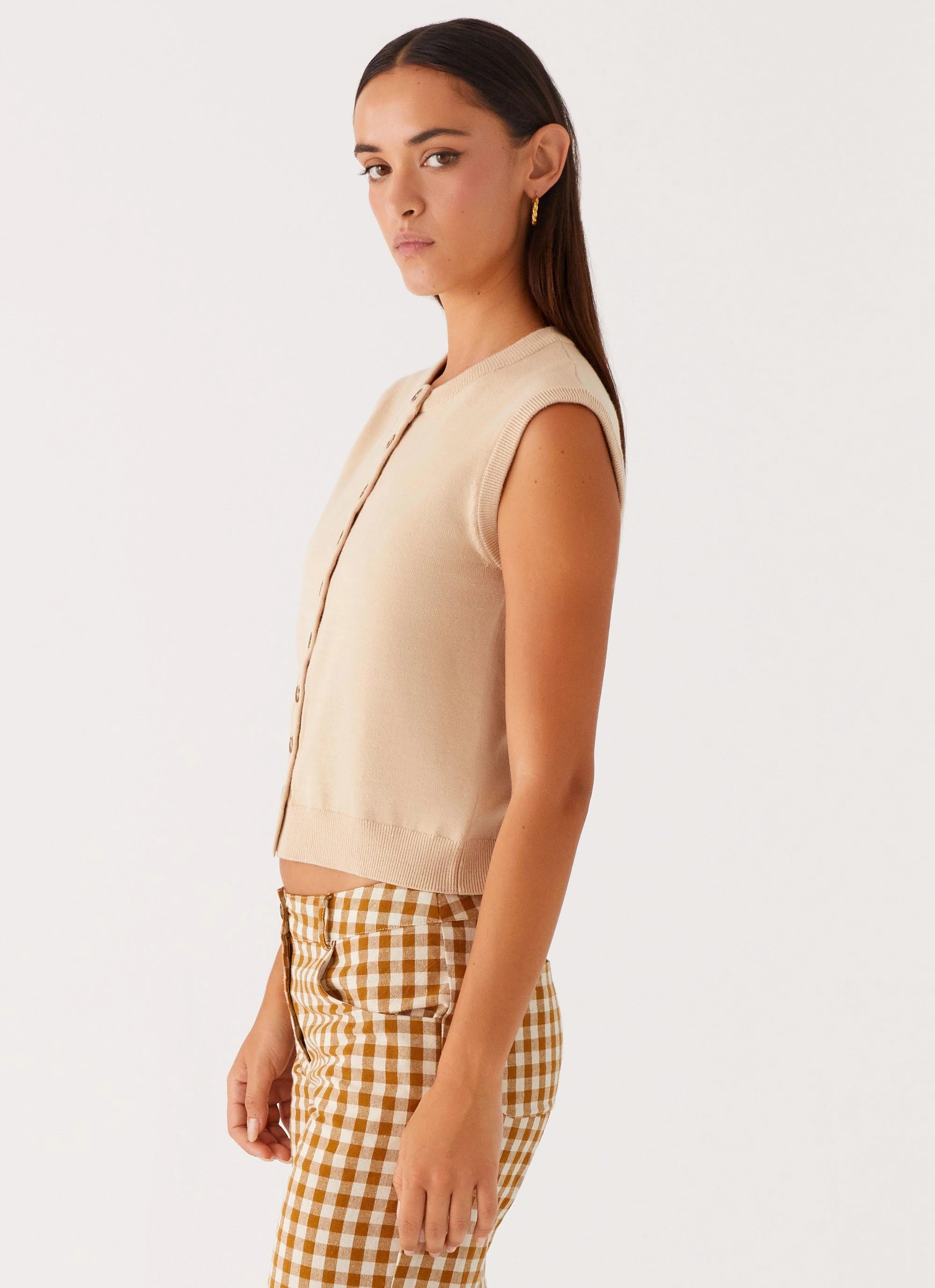 Mickey Knit Vest - Cream Ventilated Side Panels