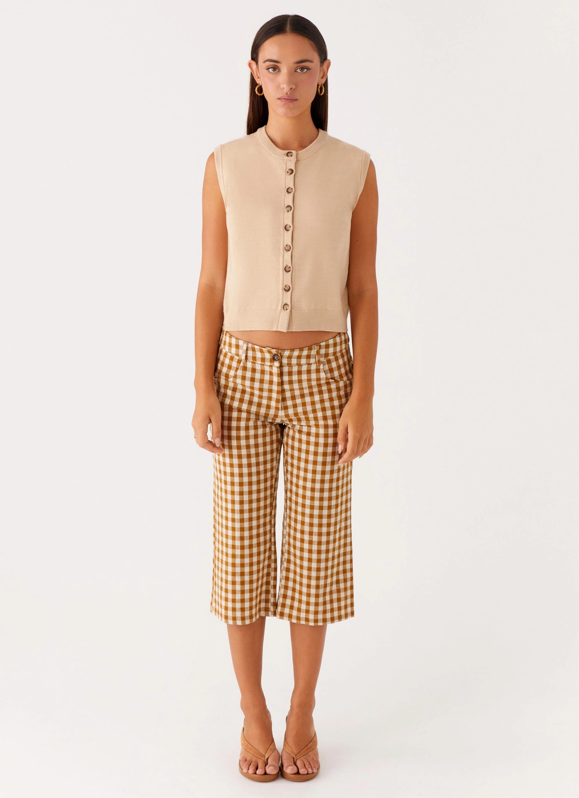 Shape Retention Fabric Breathable Tank Mickey Knit Vest - Cream