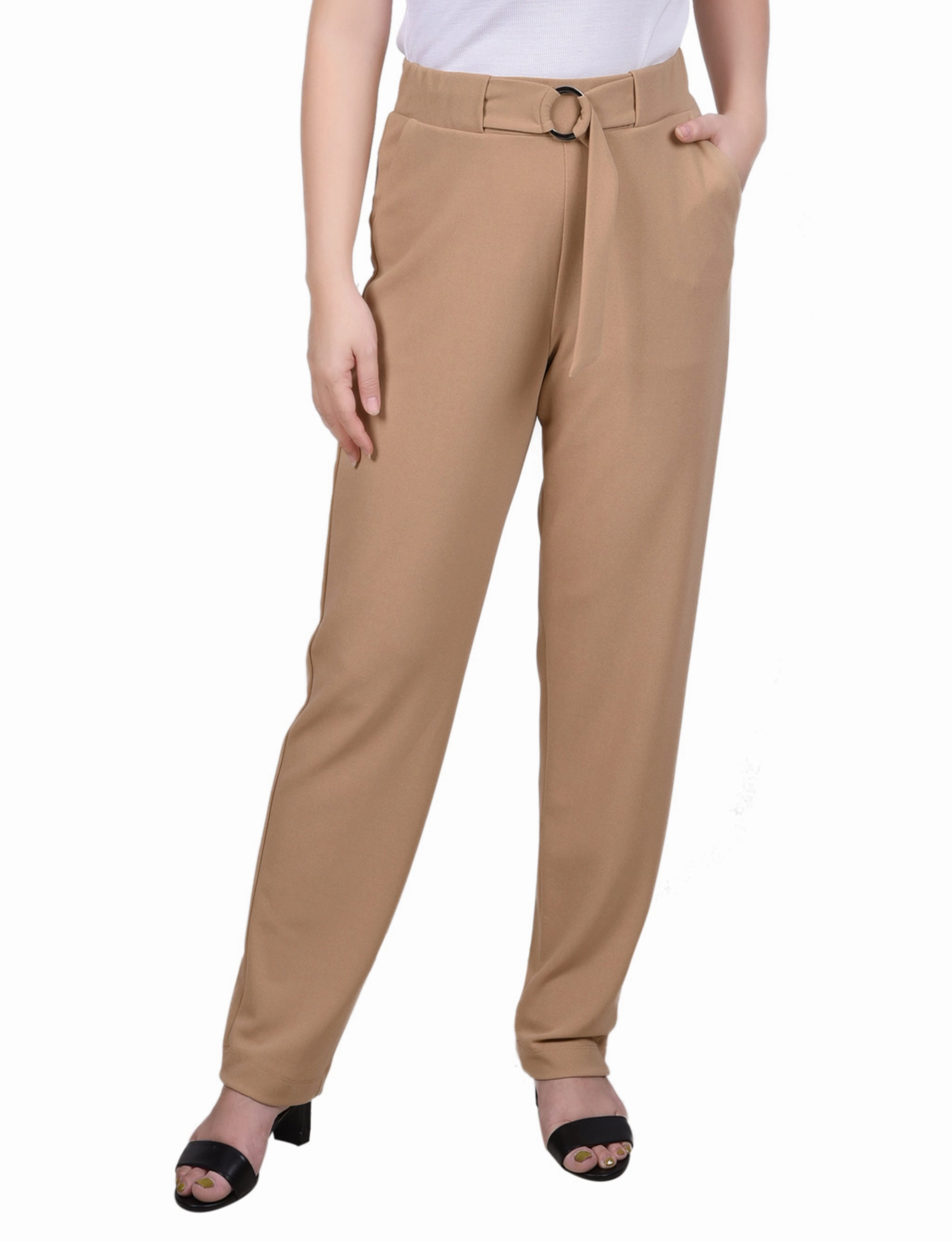 Perfect Comfort TaperedLeg Belted Scuba Crepe Pants