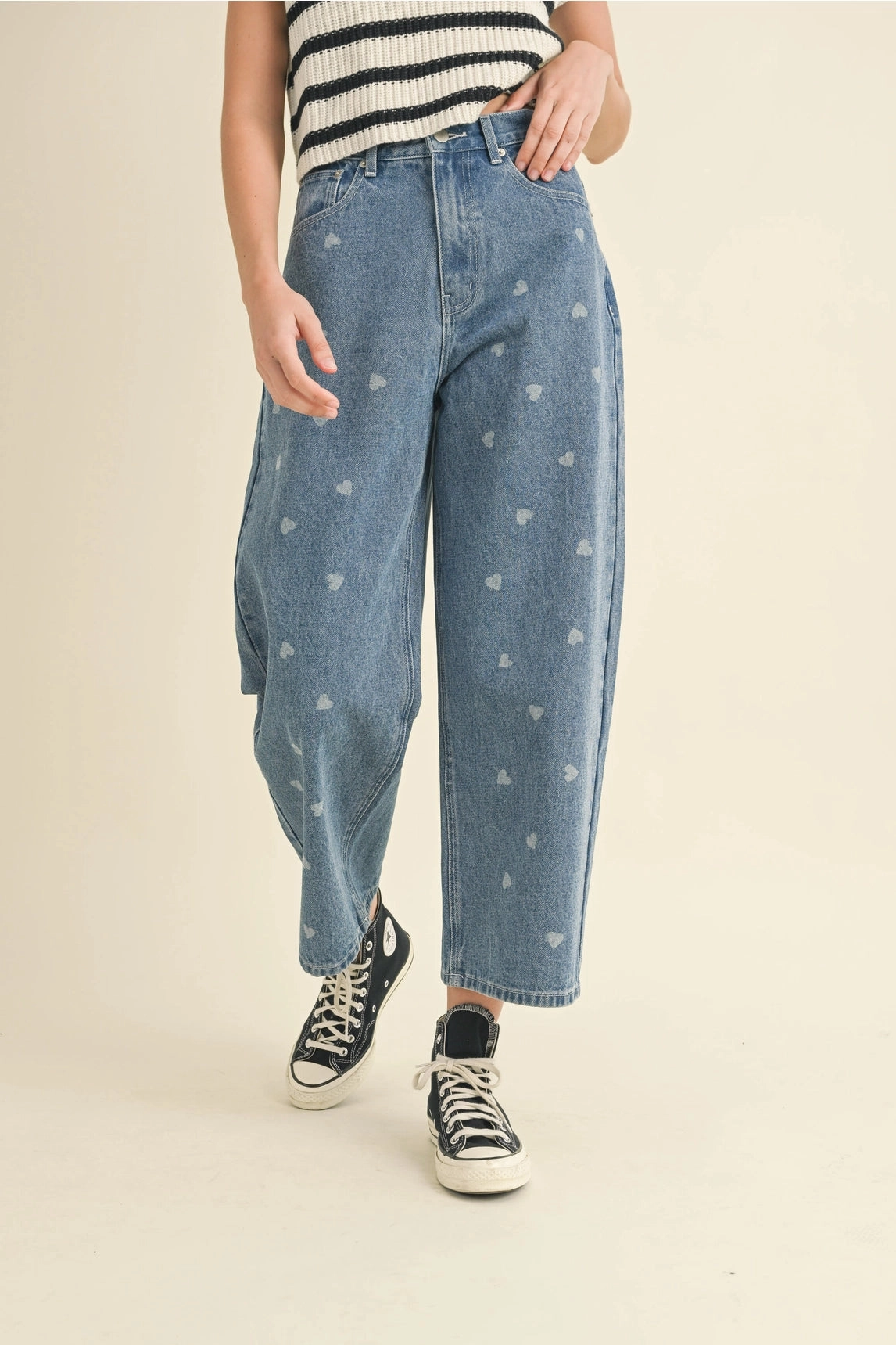 Tagless label Heart Printed Denim Jeans