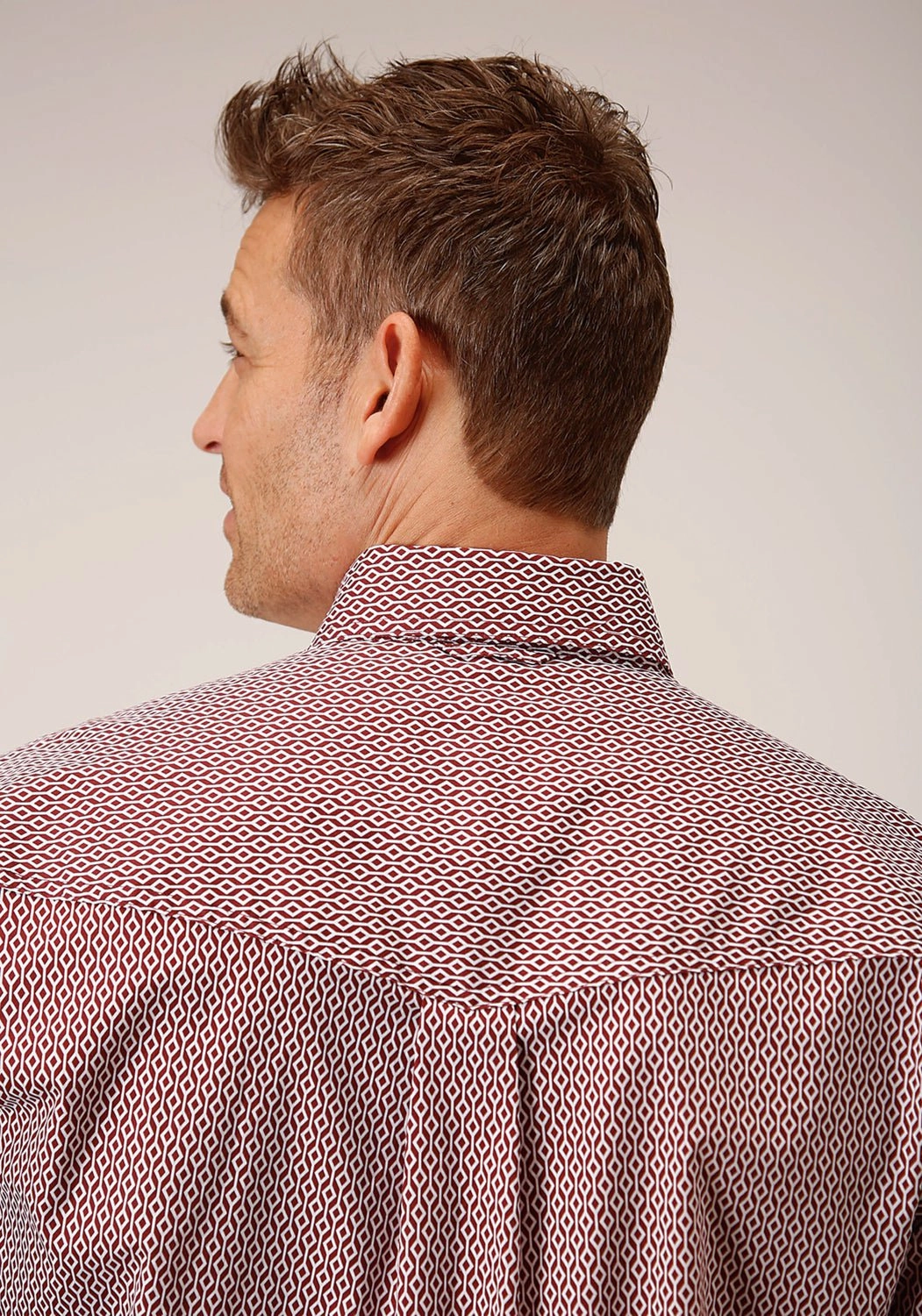 Everyday Wear Performance Fabric Roper Mens Climbing Diamond Red Cotton Blend L/S Shirt