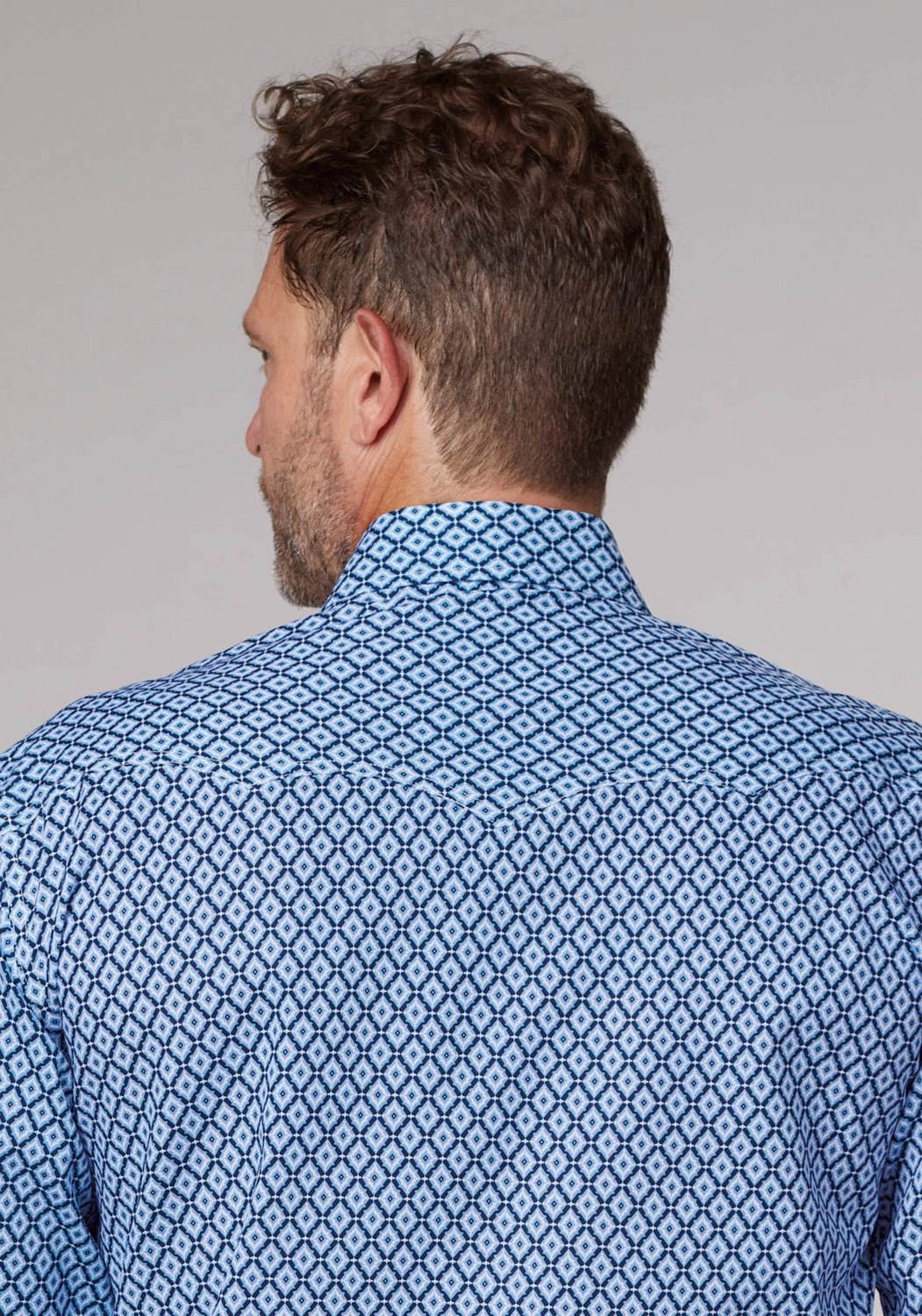 Roper Mens 2023 Foulard Blue 100% Cotton L/S Shirt Classy Detail