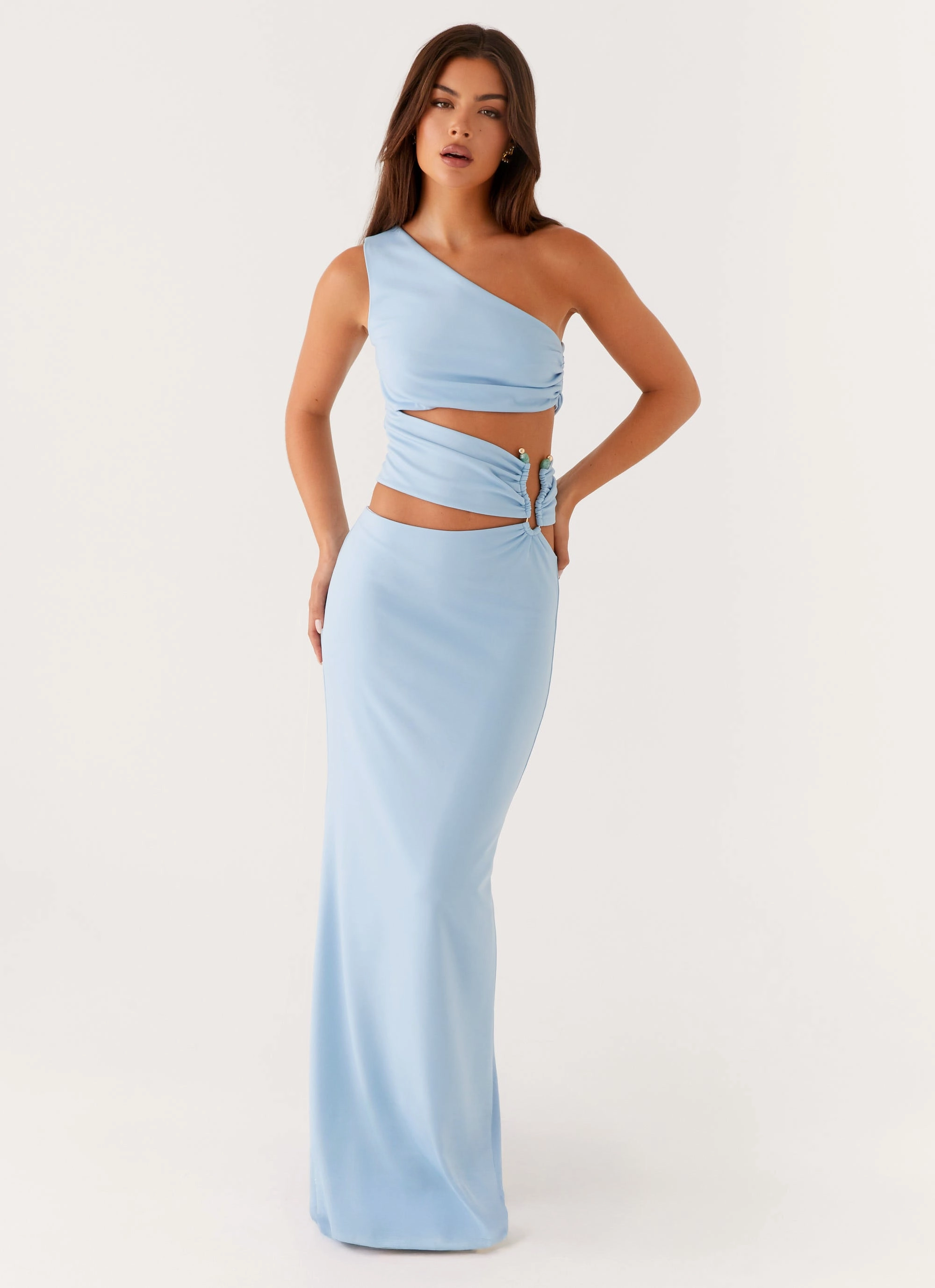 Laylani Cut Out Maxi Dress - Blue Comfortable Jacket