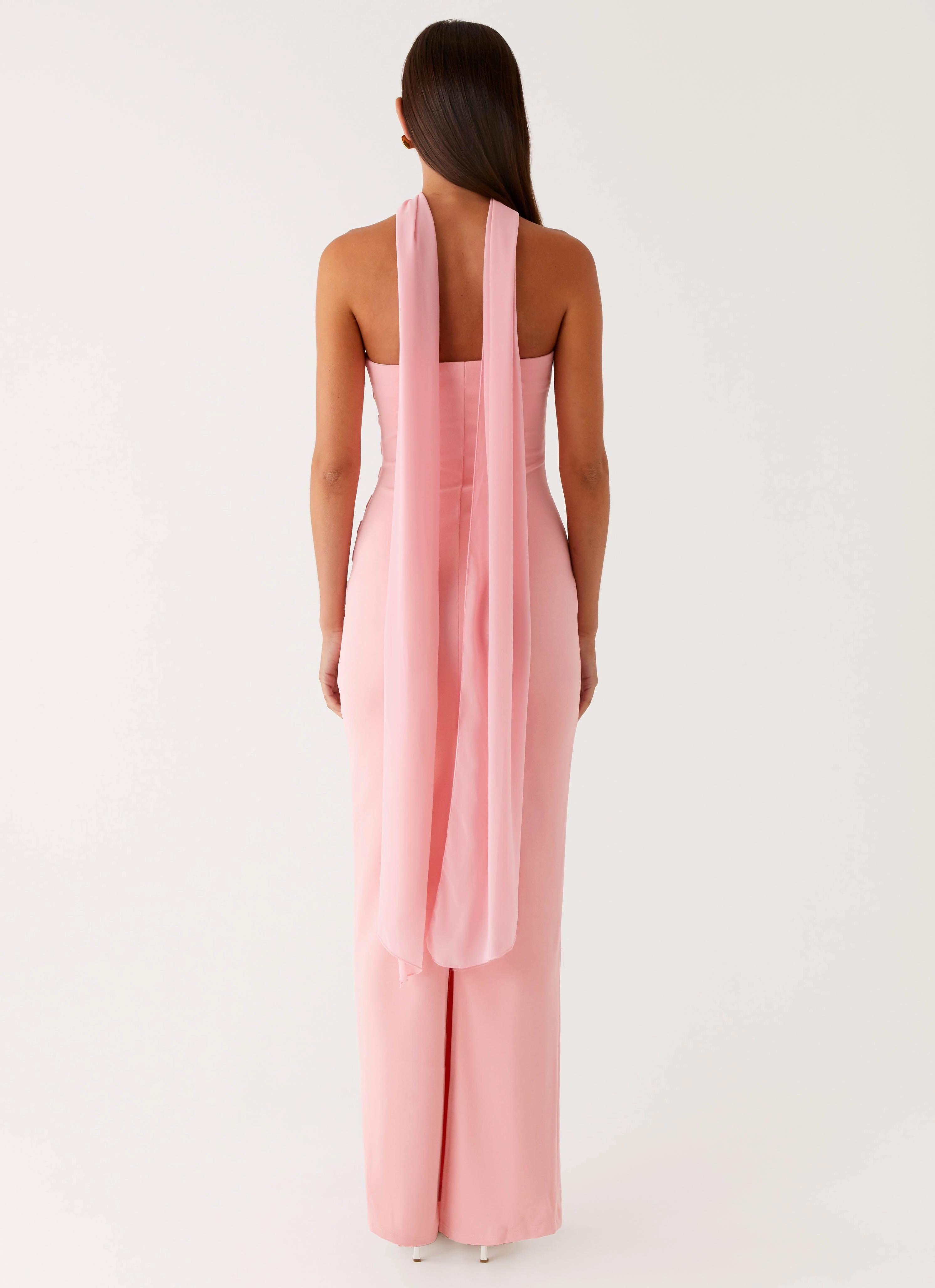 Fuzzy Jacket Libra Maxi Dress - Pink