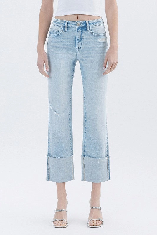 Daily Essential Lidia High Rise Cuffed Crop Straight Jeans