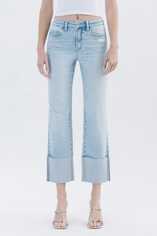 Timeless Outfit Daywear Fit Lidia High Rise Cuffed Crop Straight Jeans