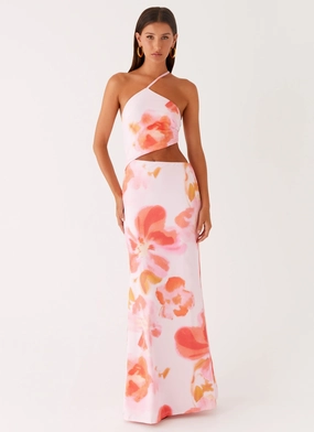 Riano Cut Out Maxi Dress - Blushing Blossom Transitional Outerwear