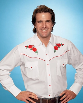 Ely & Walker Mens Rose White Western Shirt L/S Poly/Cotton fade resistant color tailored look