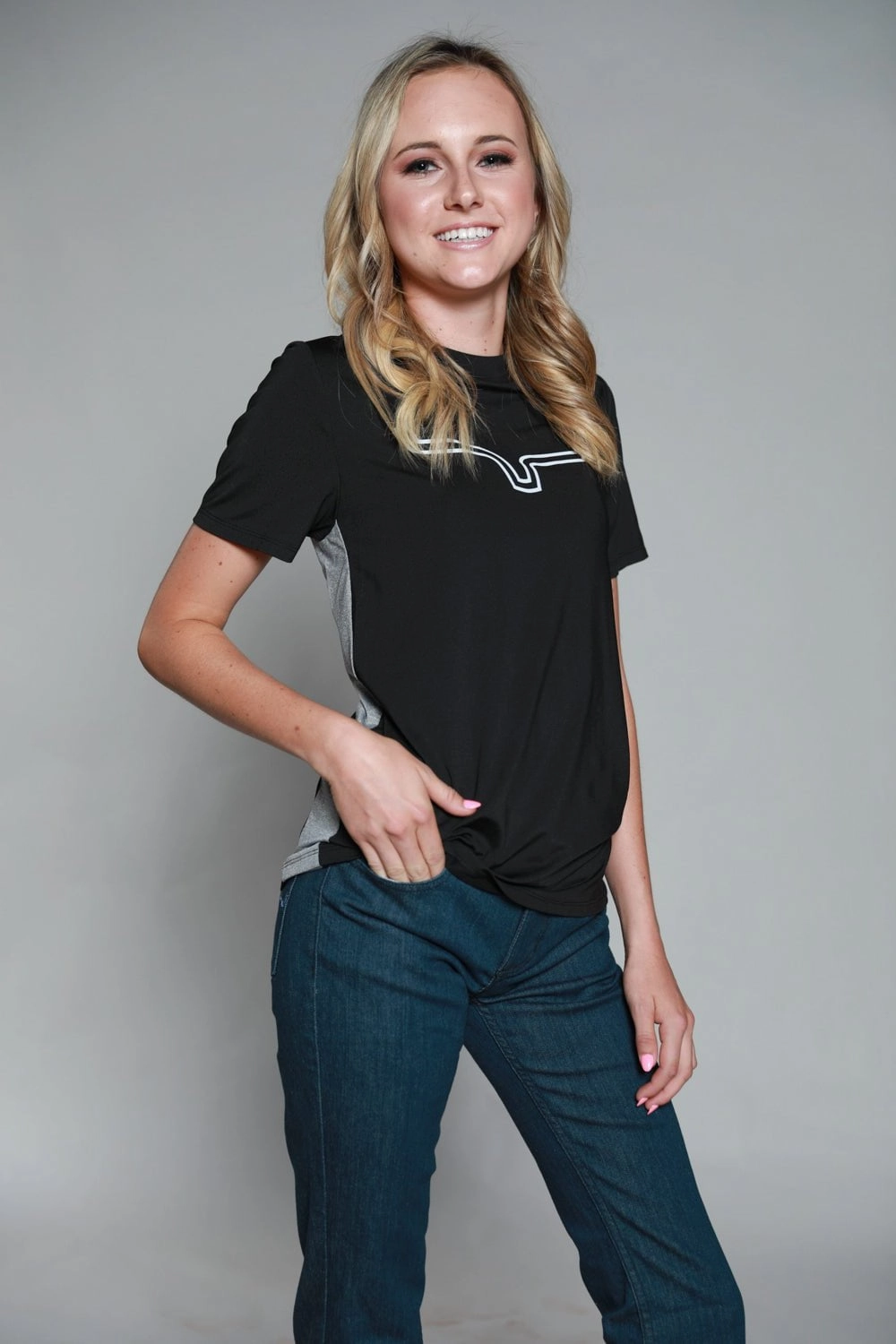 gender-neutral Kimes Ranch Womens Phase 2 Tech Tee Black Polyester Blend S/S T-Shirt