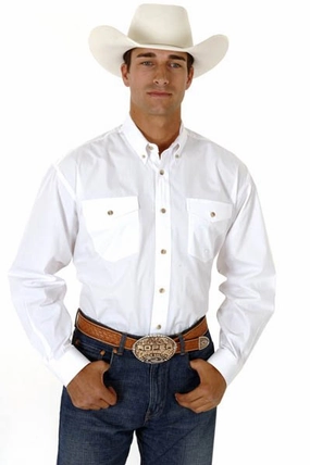 Athleisure Wear Roper Mens White 100% Cotton L/S Tall Solid Poplin Long Tail Western Shirt