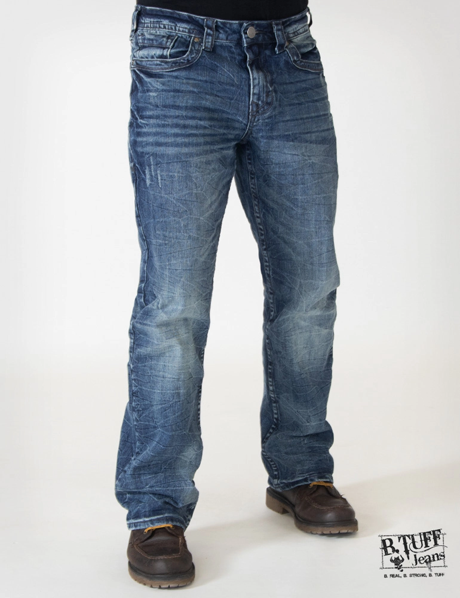 Mens Medium Wash Cotton Blend Jeans Overdrive Streetwear Fan Minimalist Style