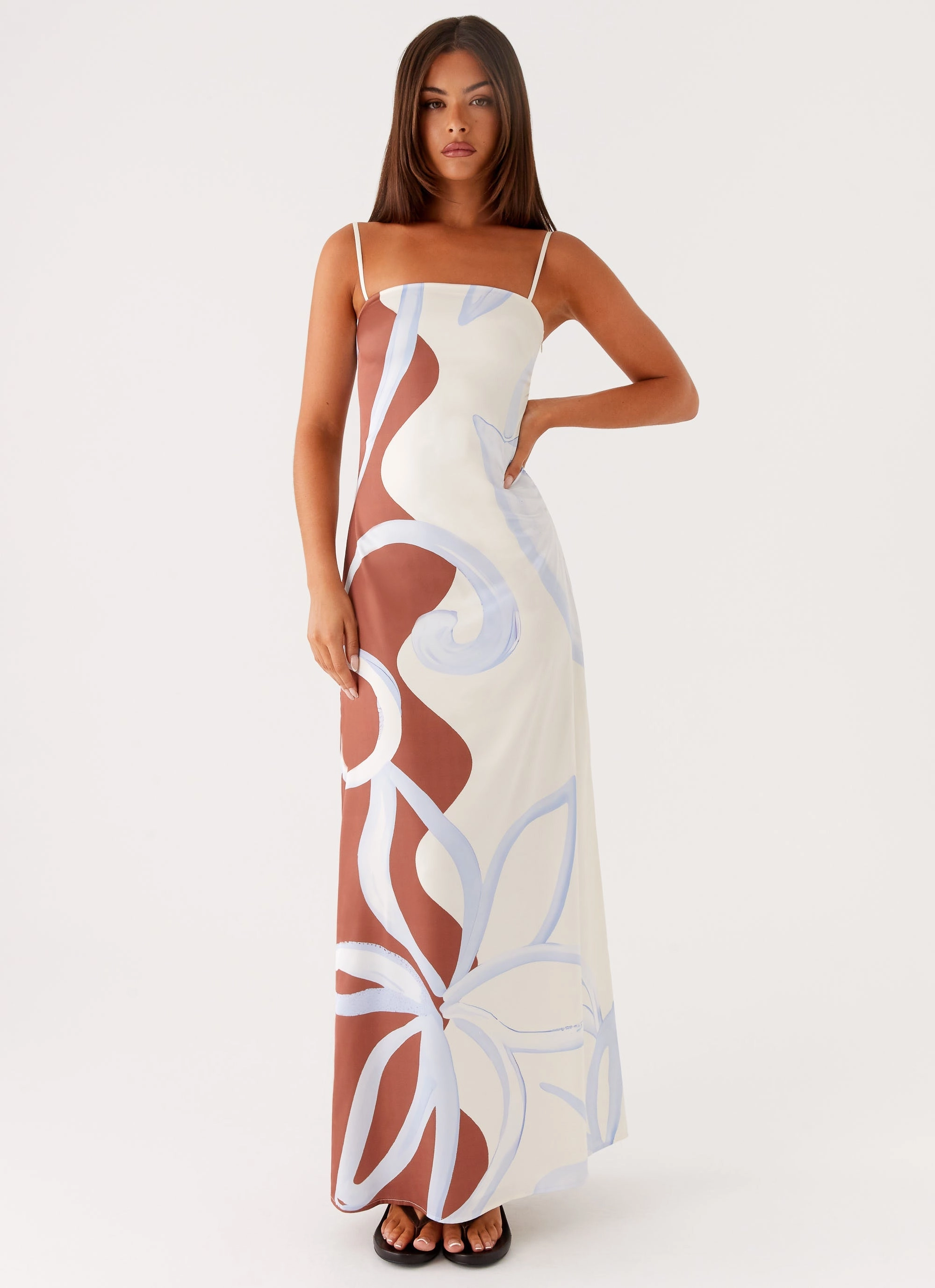 Aster Bloom Maxi Dress - Bloom Wave Print Outerwear Collection Functional Pocket