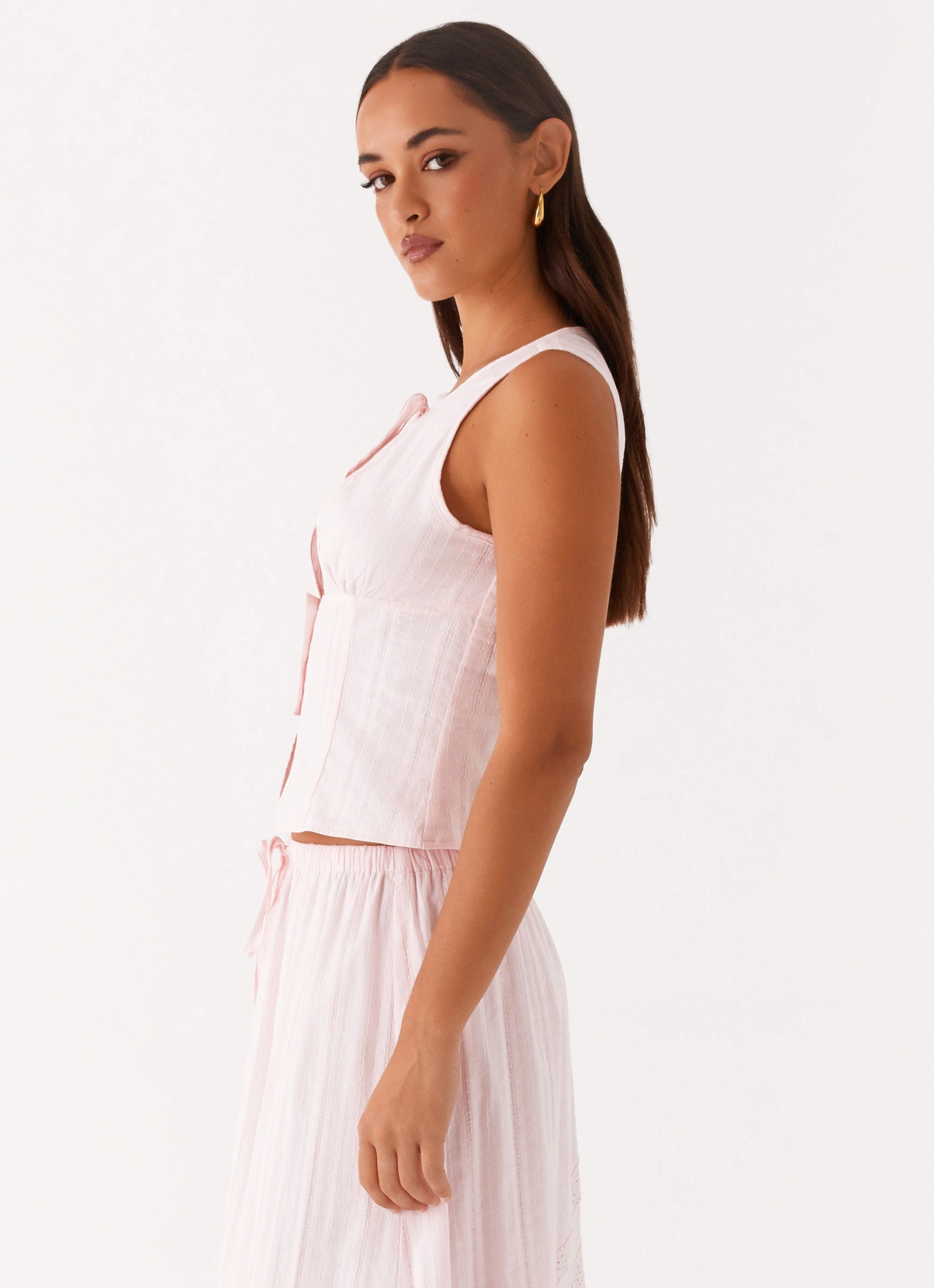 Bailey Tie Front Top - Blush hypoallergenic material Layered Structure