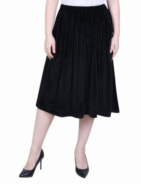 Classic Movement Petite Knee Length Velvet Skirt