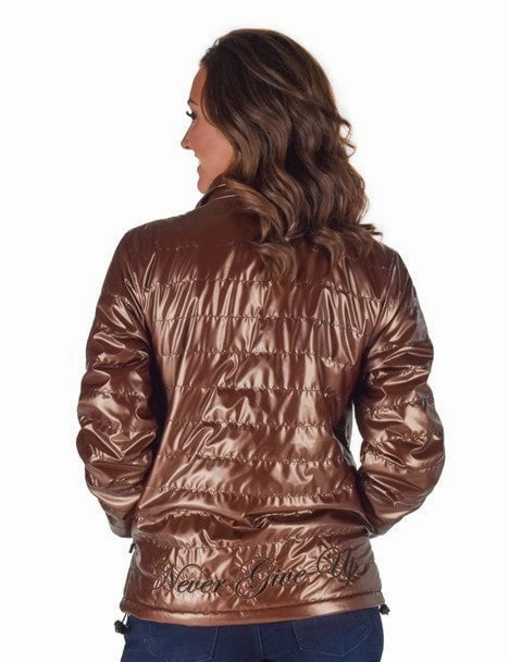 Cowgirl Tuff Womens Horizontal Midweight Copper Polyester Softshell Jacket MultiPocketLayout Work Tough