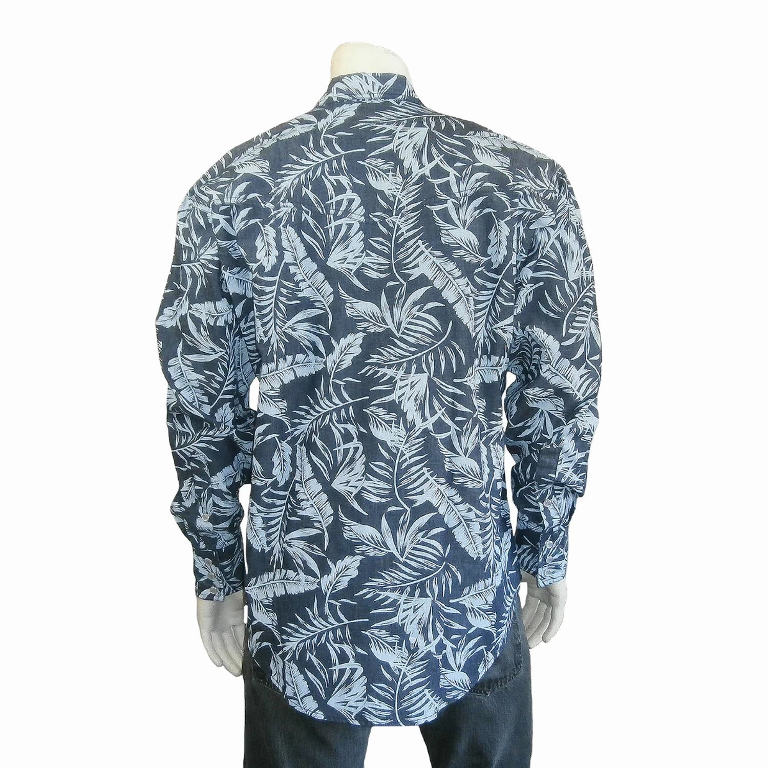 Subtle design Workwear Approved Rockmount Mens Floral Print Denim 100% Cotton L/S Shirt