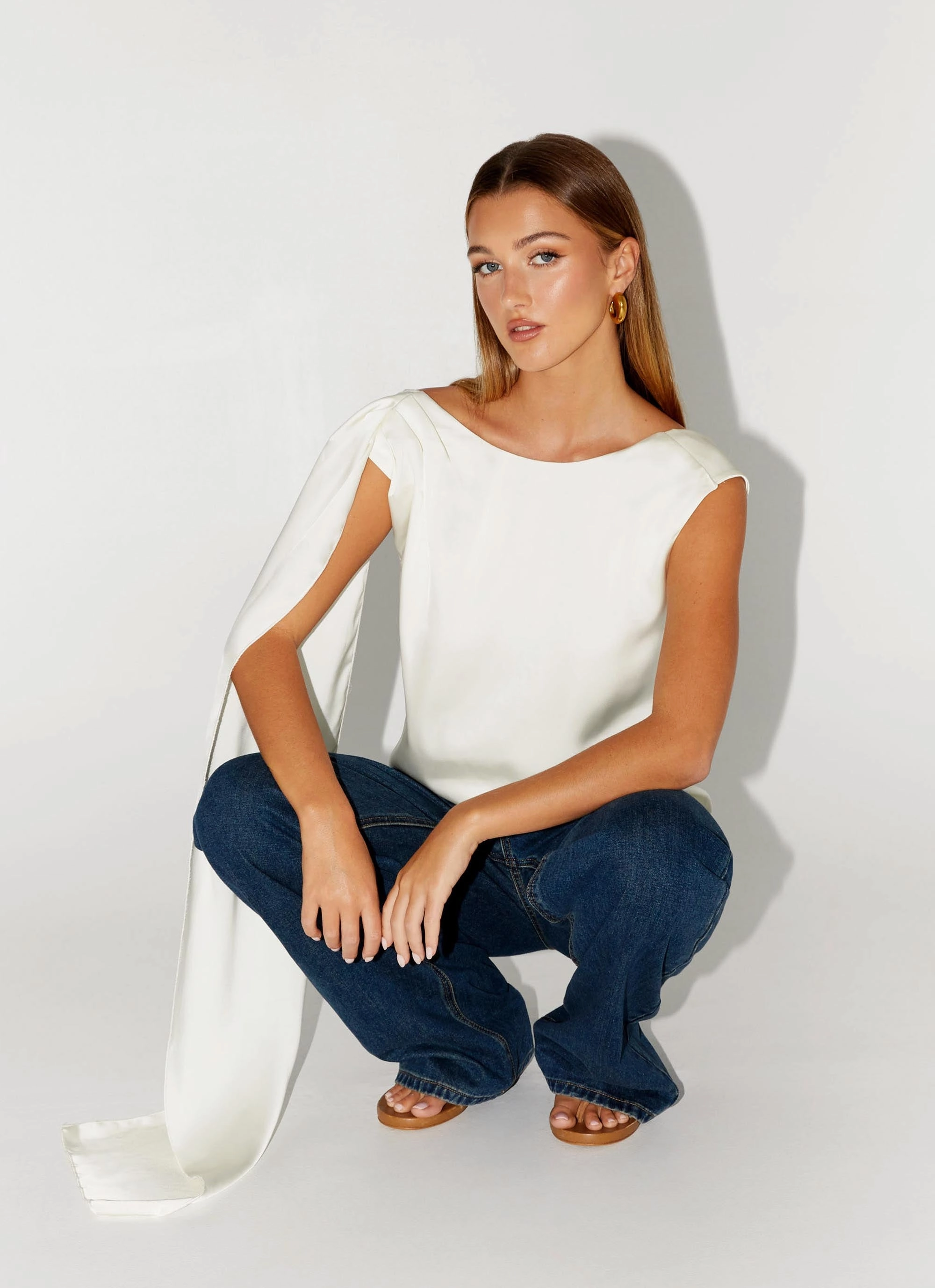 Ventilated Back Panels Mojito Cowl Top - Ivory