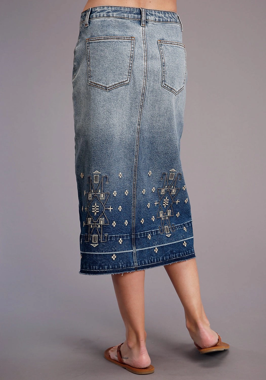 Stetson Womens Blue Cotton Blend 5 Pocket Midi Skirt Modern Edge Statement Fashion