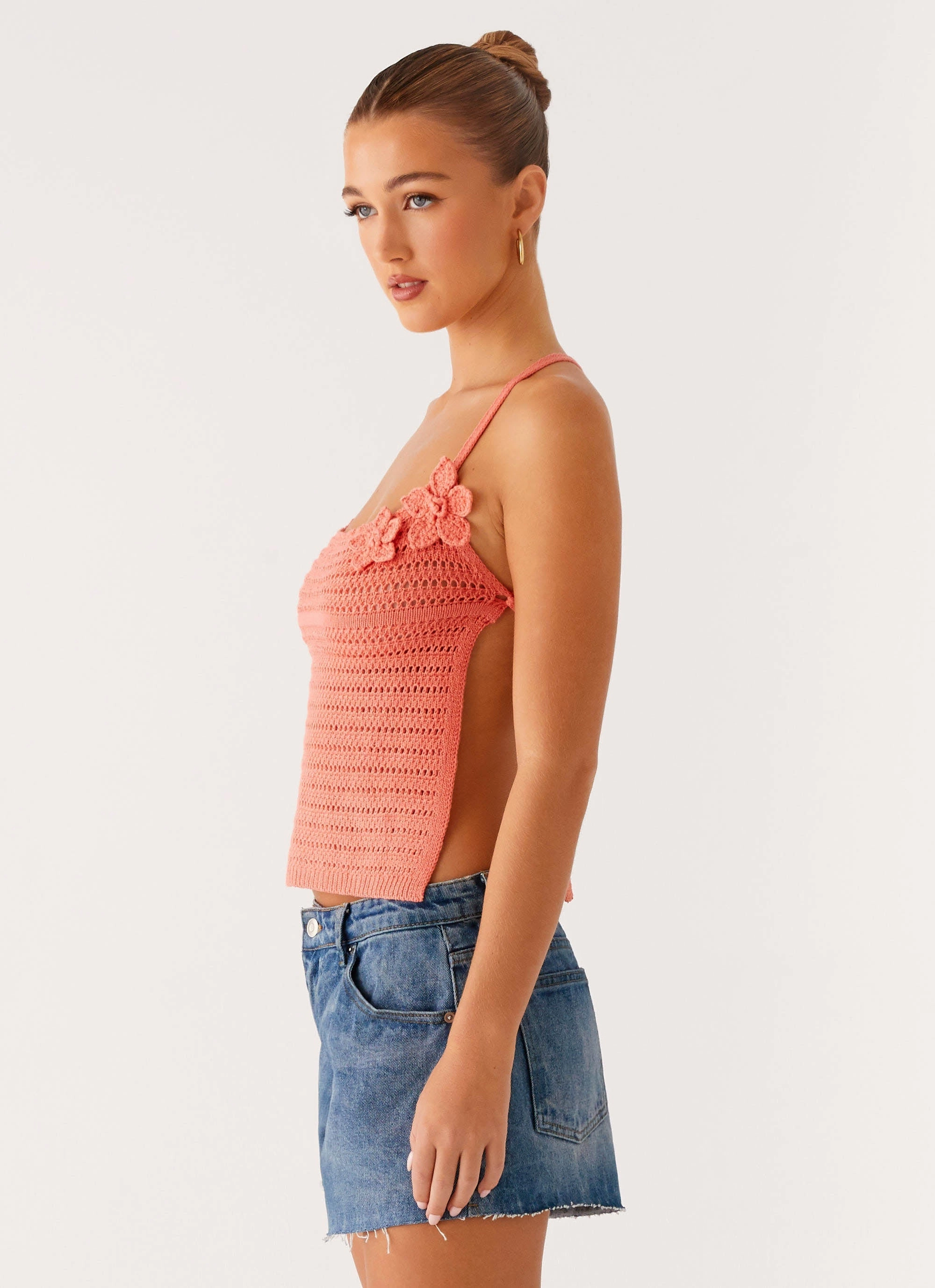 Kia Cross Back Top - Coral ContrastPlacket