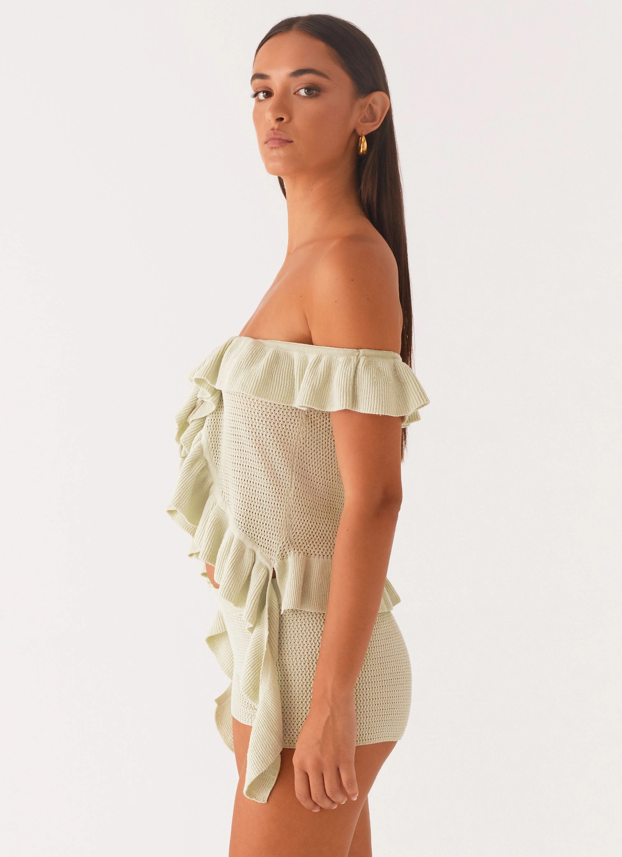 StretchTechnology FlexibleMobility Bowen Off Shoulder Knit Top - Mint