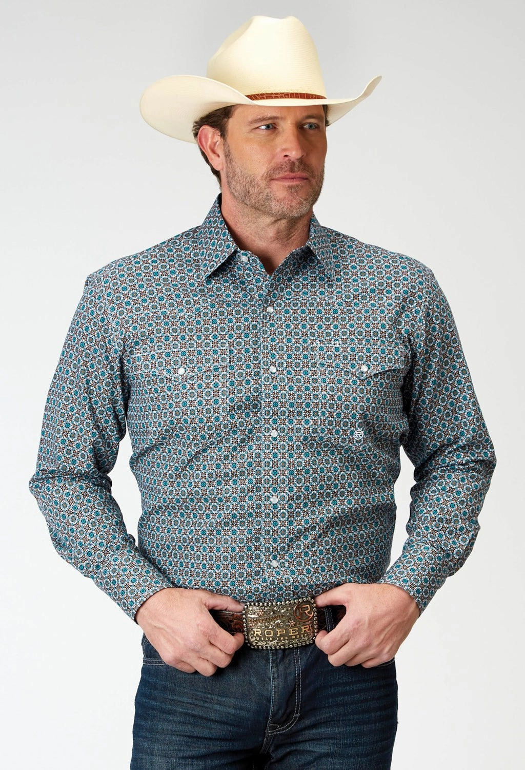 Roper Mens 1936 Frontier Foulard Multi-Color 100% Cotton L/S Shirt Non-irritating