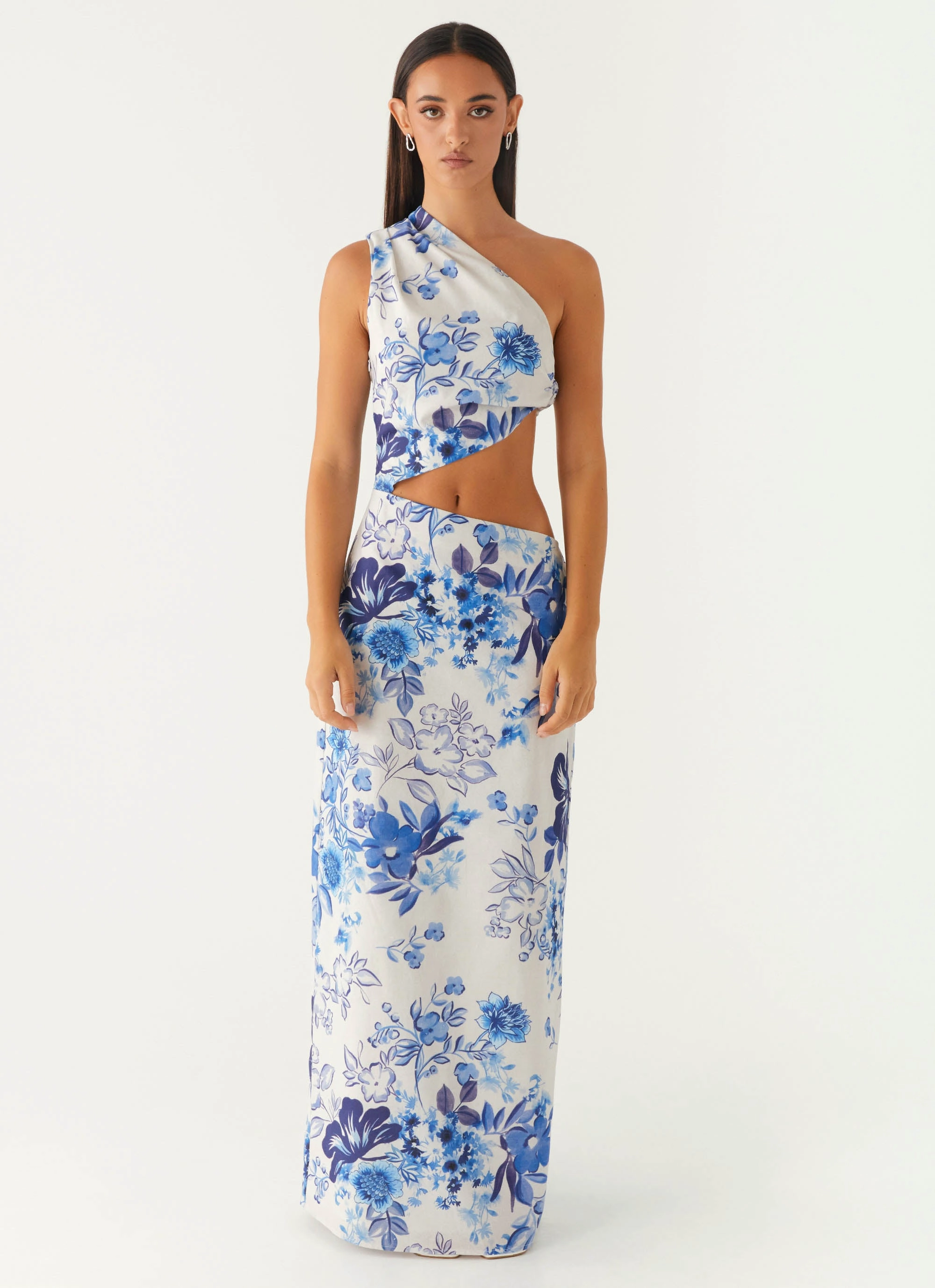 All Summer Long Maxi Dress - Serene Sky Floral Casual Coat