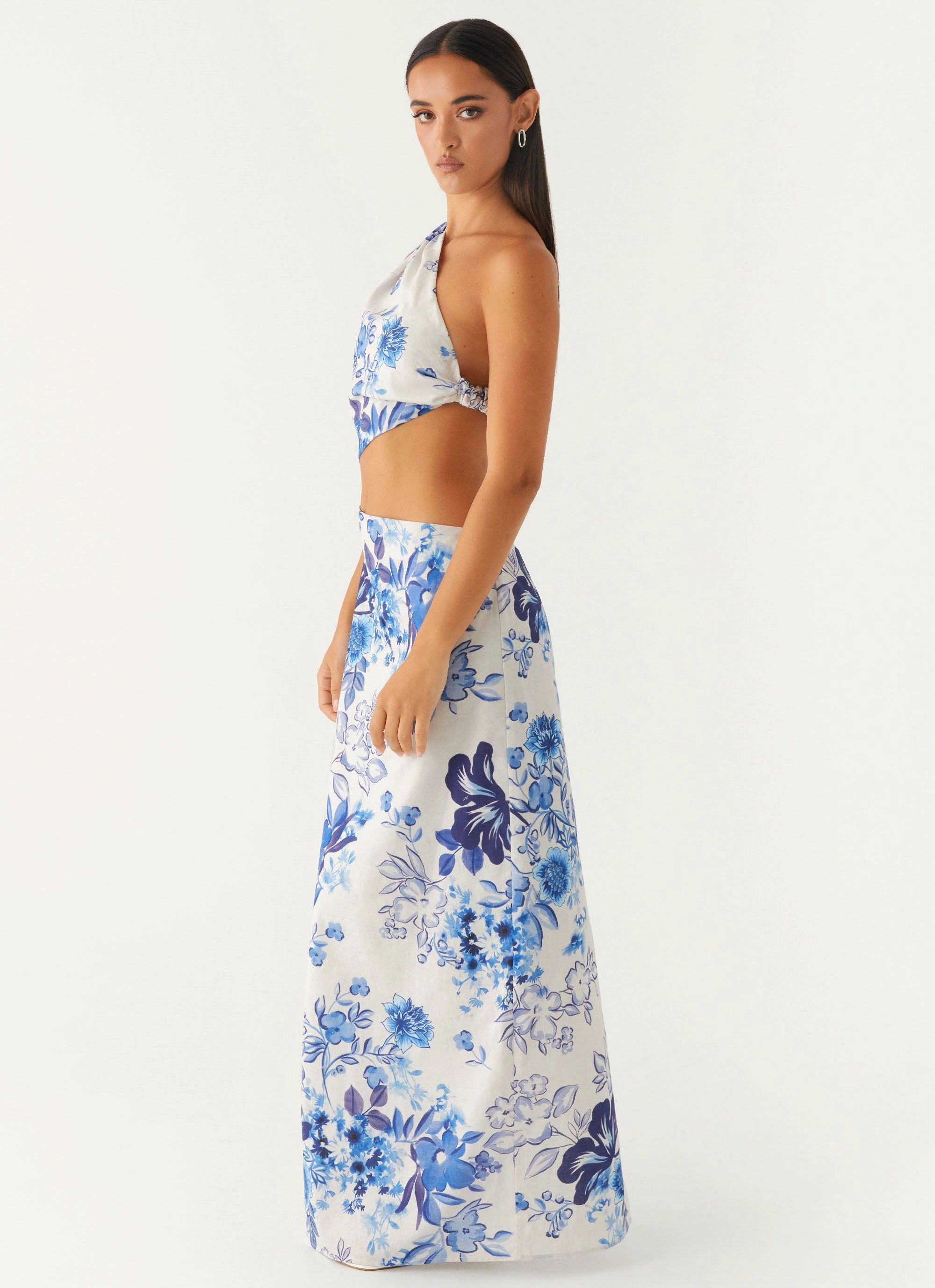 All Summer Long Maxi Dress - Serene Sky Floral Soft Drape Inner Smile