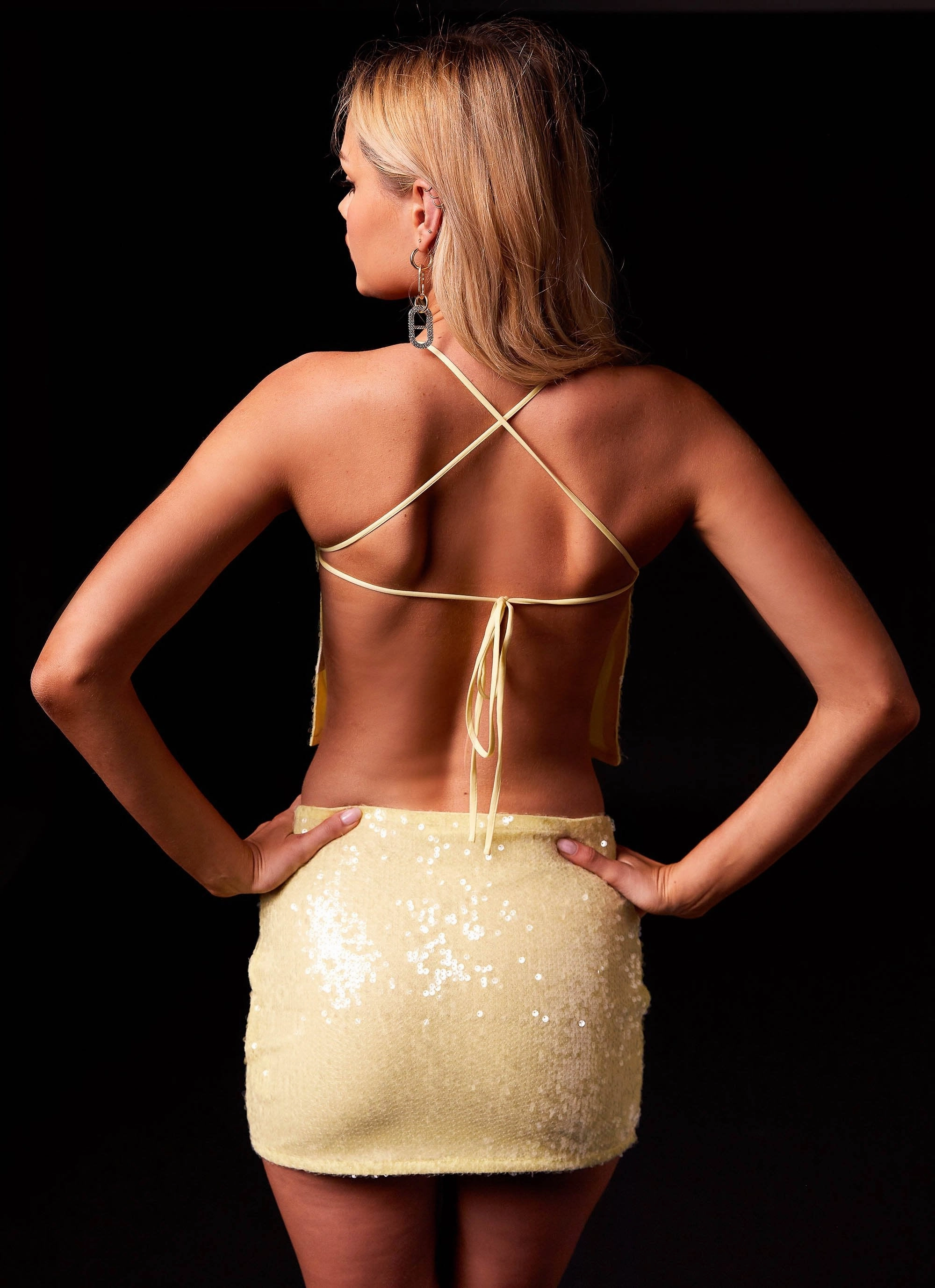 TailoredCut Nostalgic Nights Sequin Top - Lemon Spritz