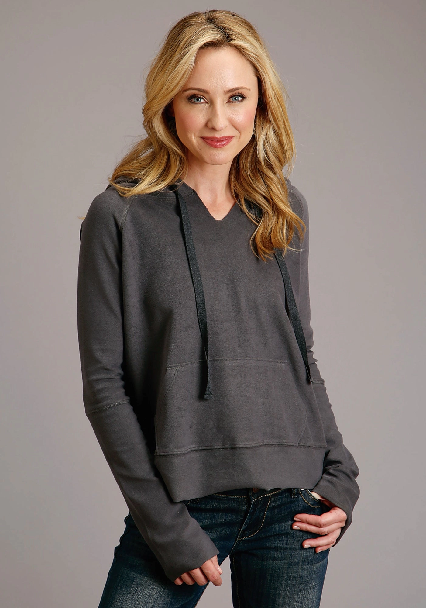 Stetson Womens Charcoal 100% Cotton Twill Ties Hoodie Simple Urban Layer Outdoor Activity