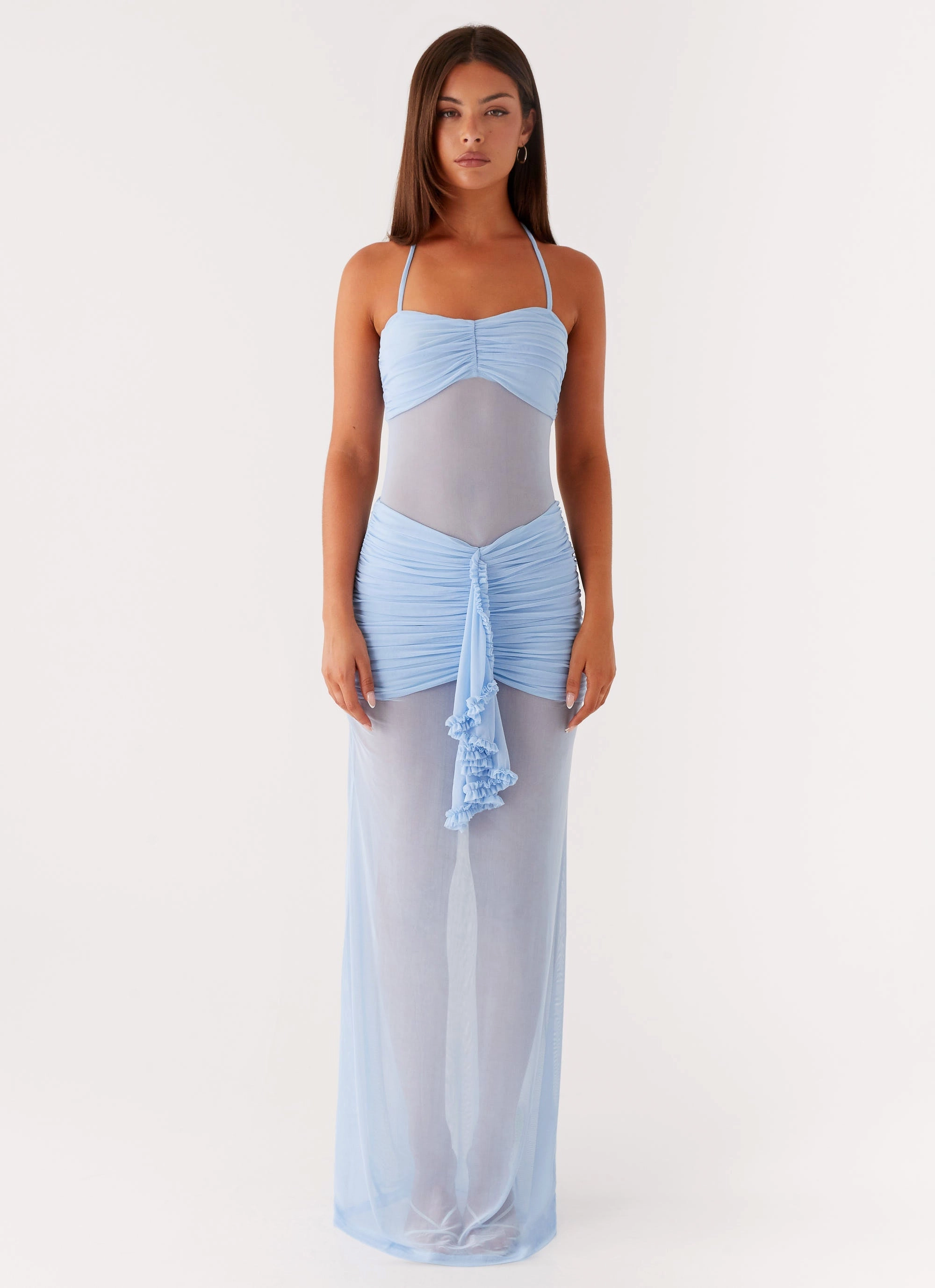 Lily Halter Maxi Dress - Blue Sun-Protective
