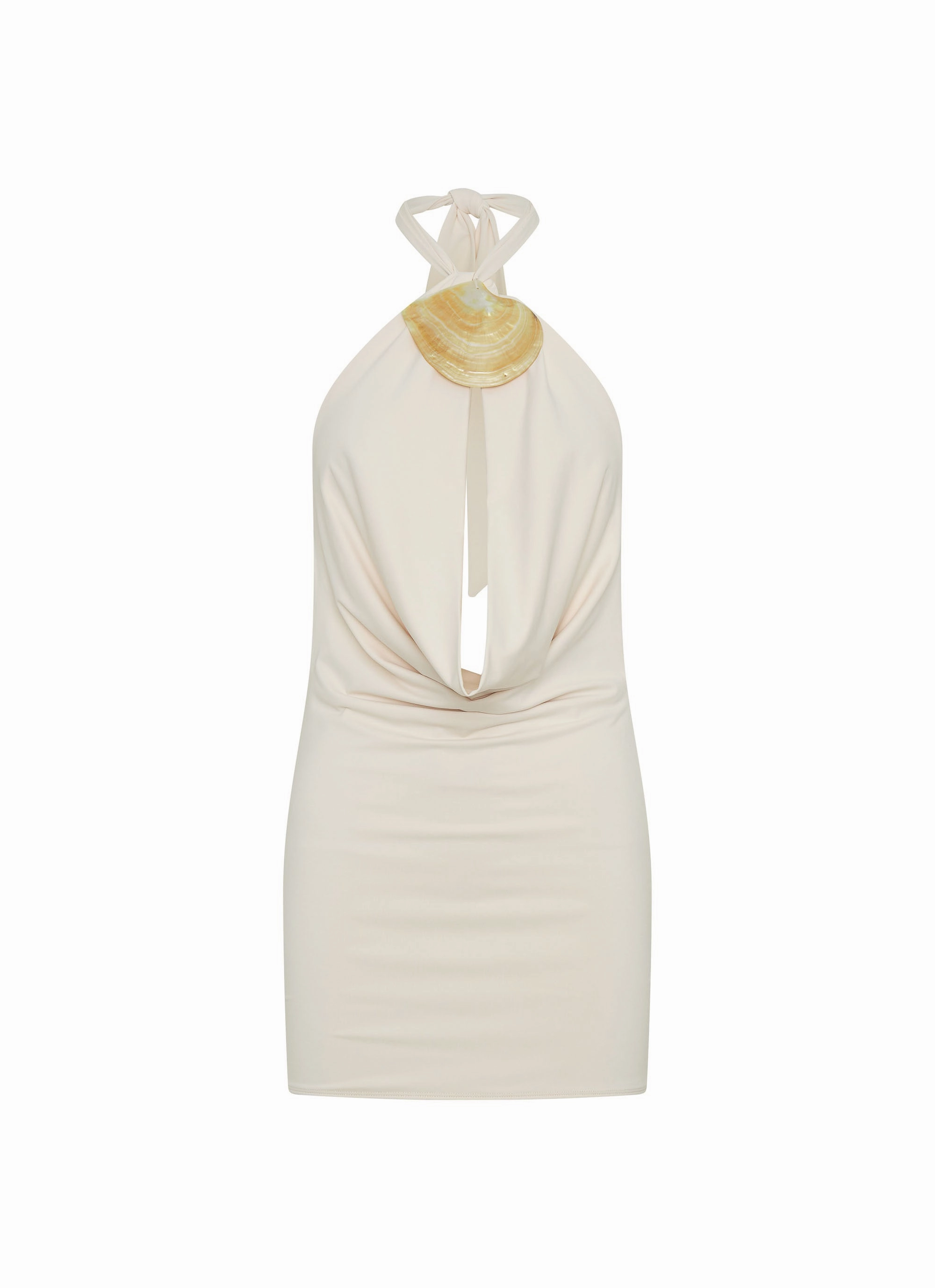 Glossy Finish Liora Mini Dress - Ivory