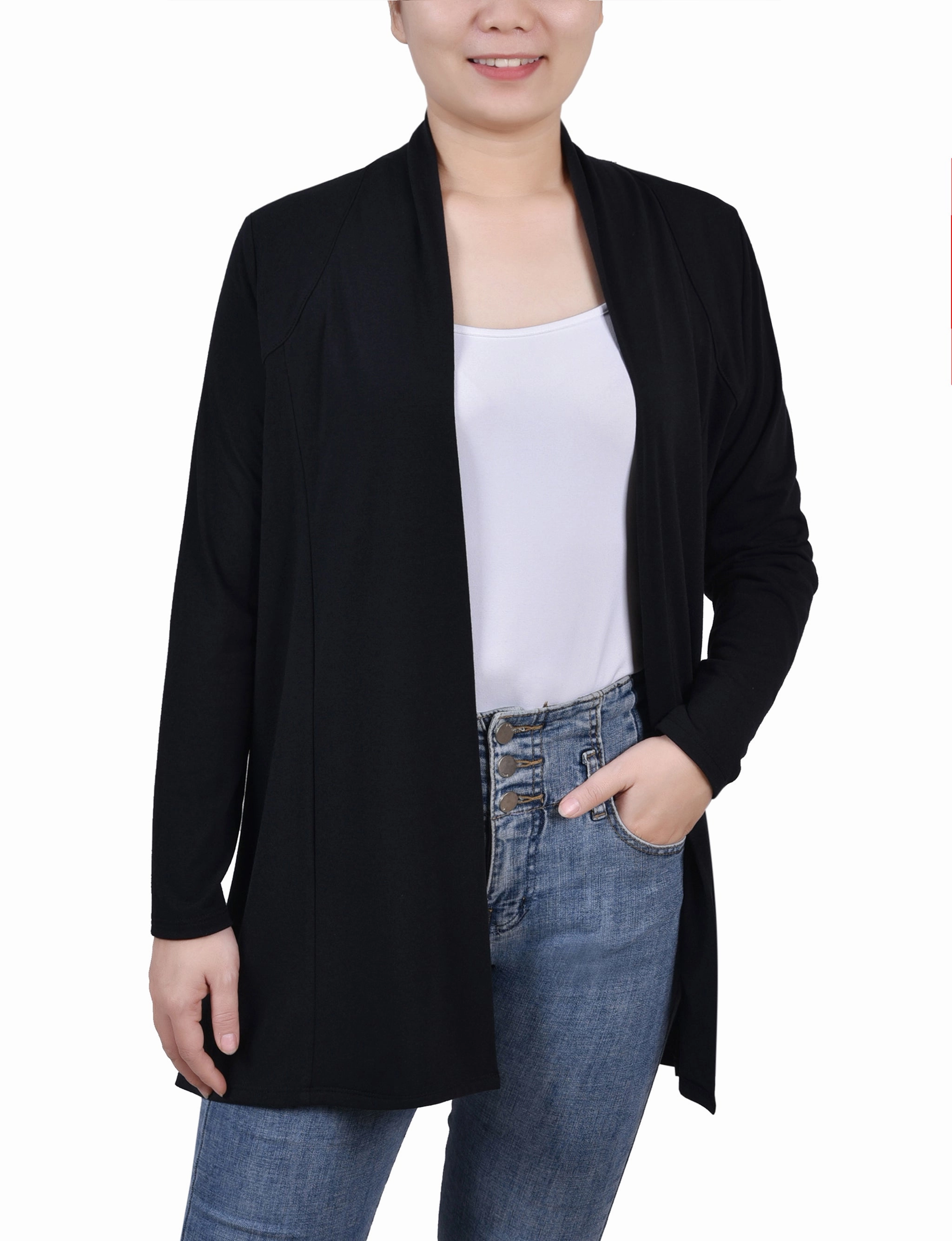 Seamless Knit Design Recycled Polyester Long Sleeve Collared Cardigan