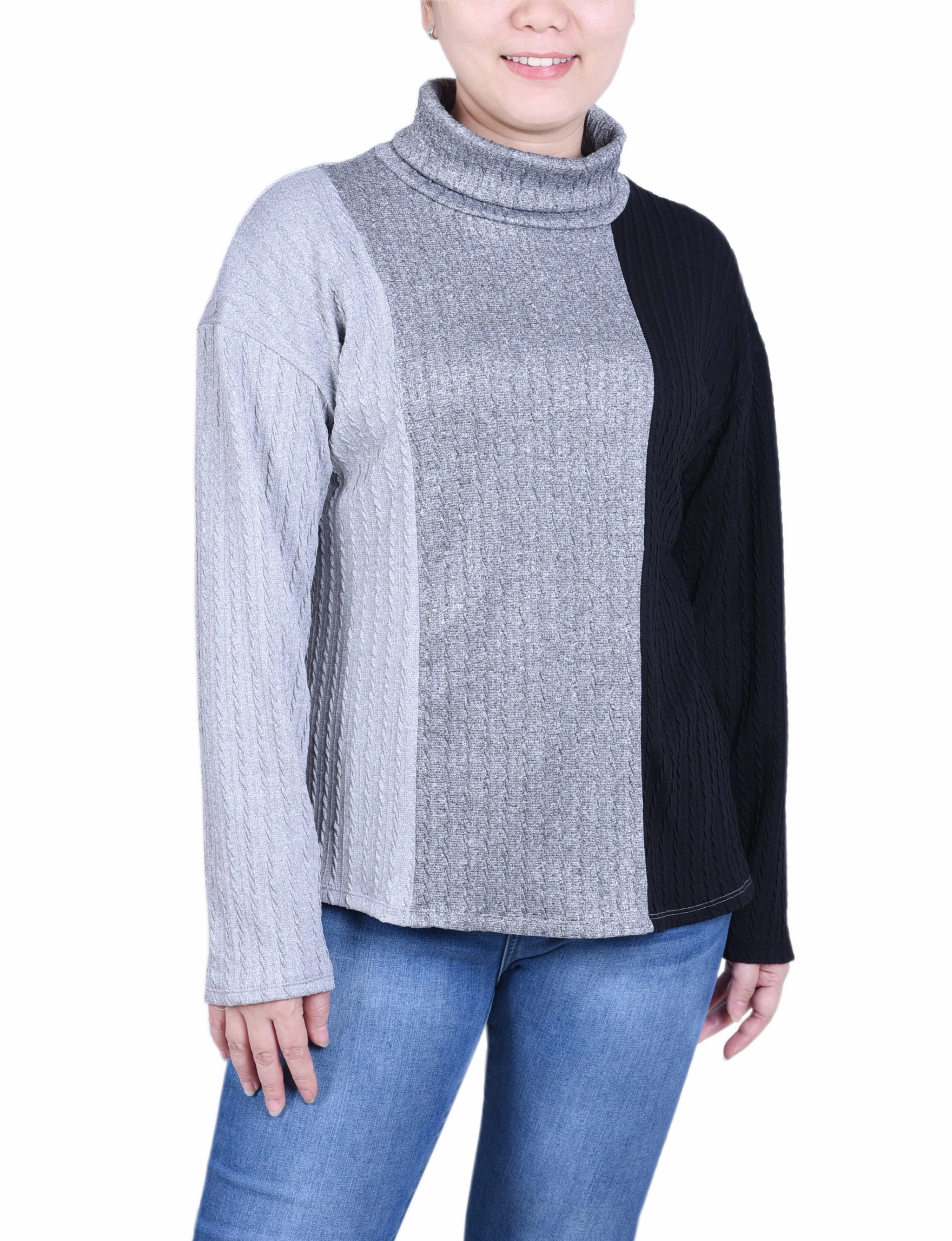 Long Sleeve Colorblocked Top Reinforced Shoulders