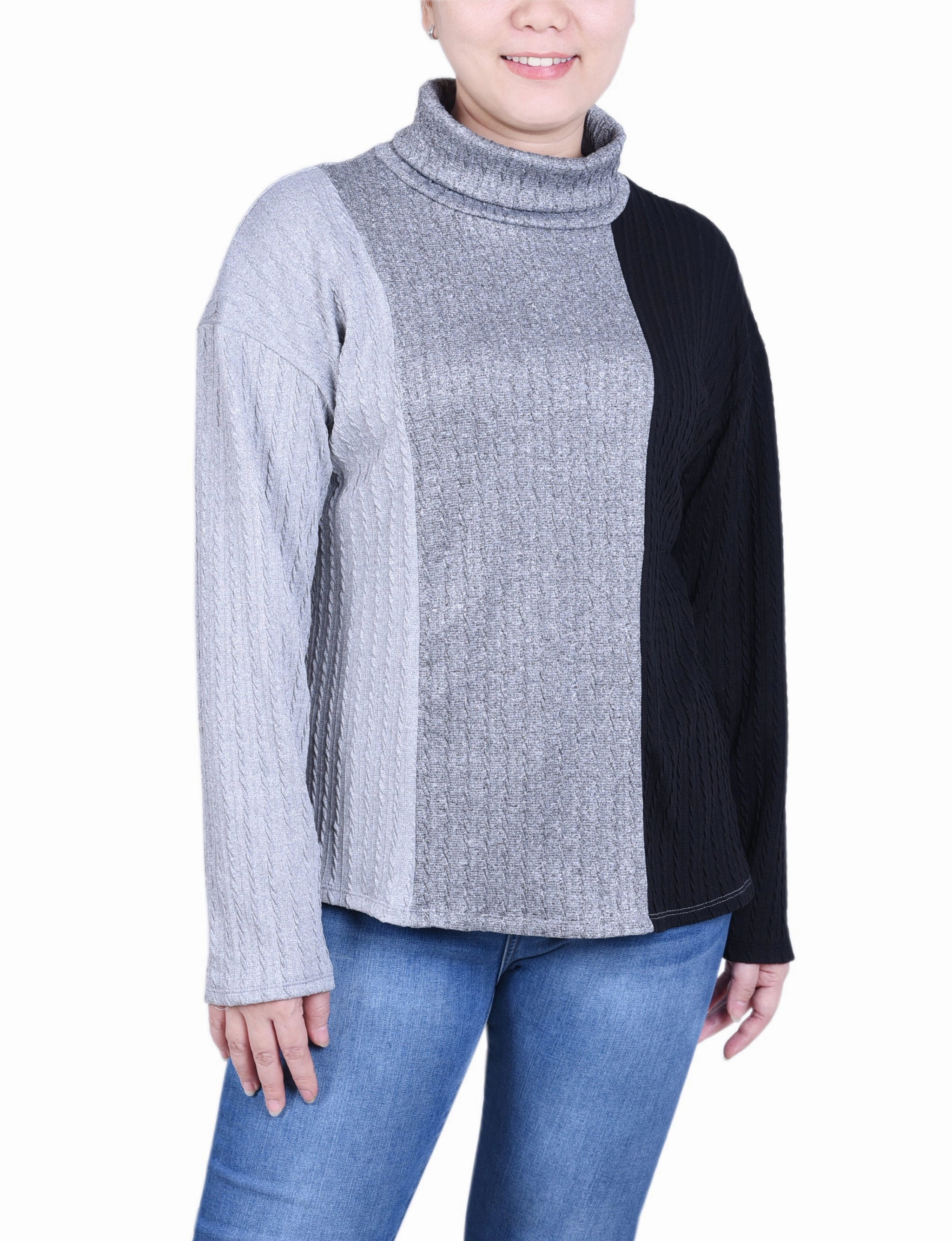 Long Sleeve Colorblocked Top Simple Pullover BondedEdges