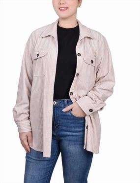 Odor Resistant Technology Textured Weave Long Sleeve Corduroy Shirtjacket