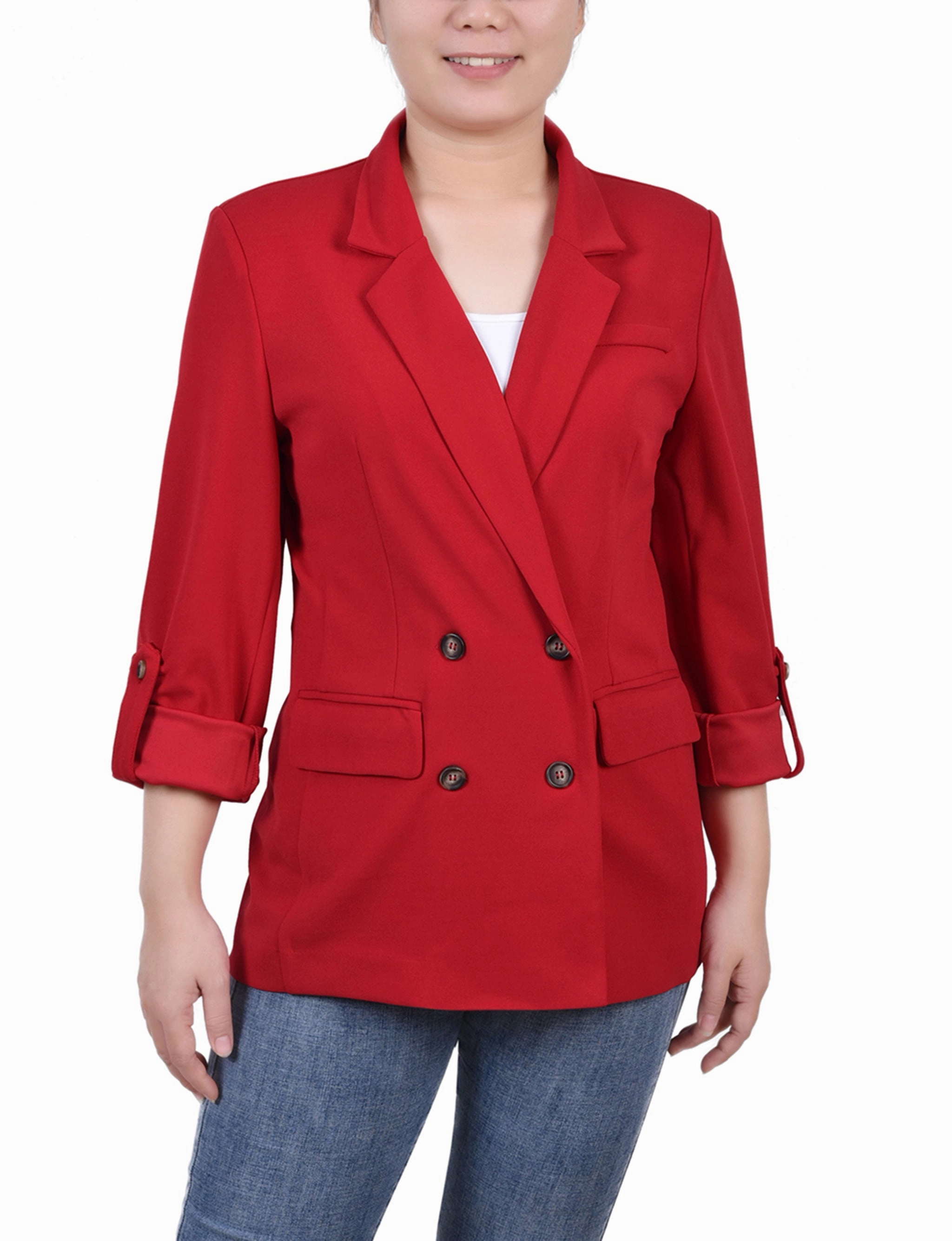Long Sleeve Double Breasted Crepe Jacket Eco Friendly Fabric