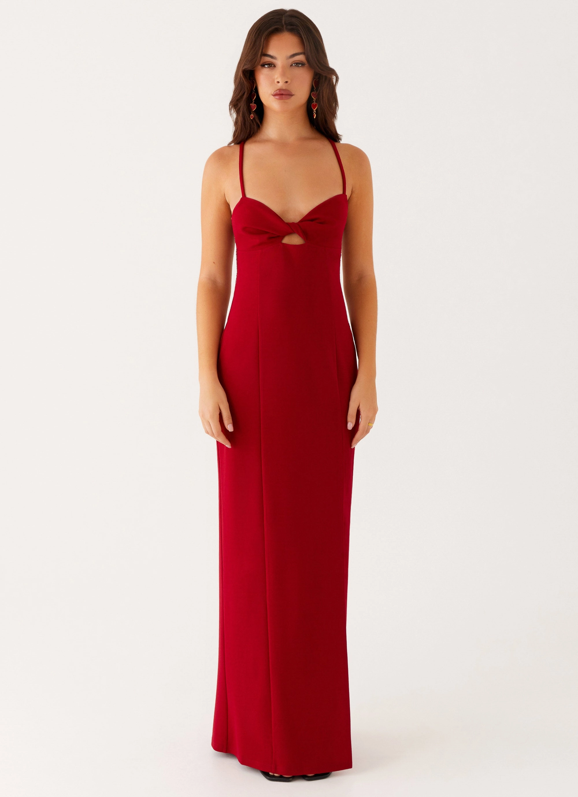 Soft Lines Feminine Touch Heartbreaker Maxi Dress - Deep Red