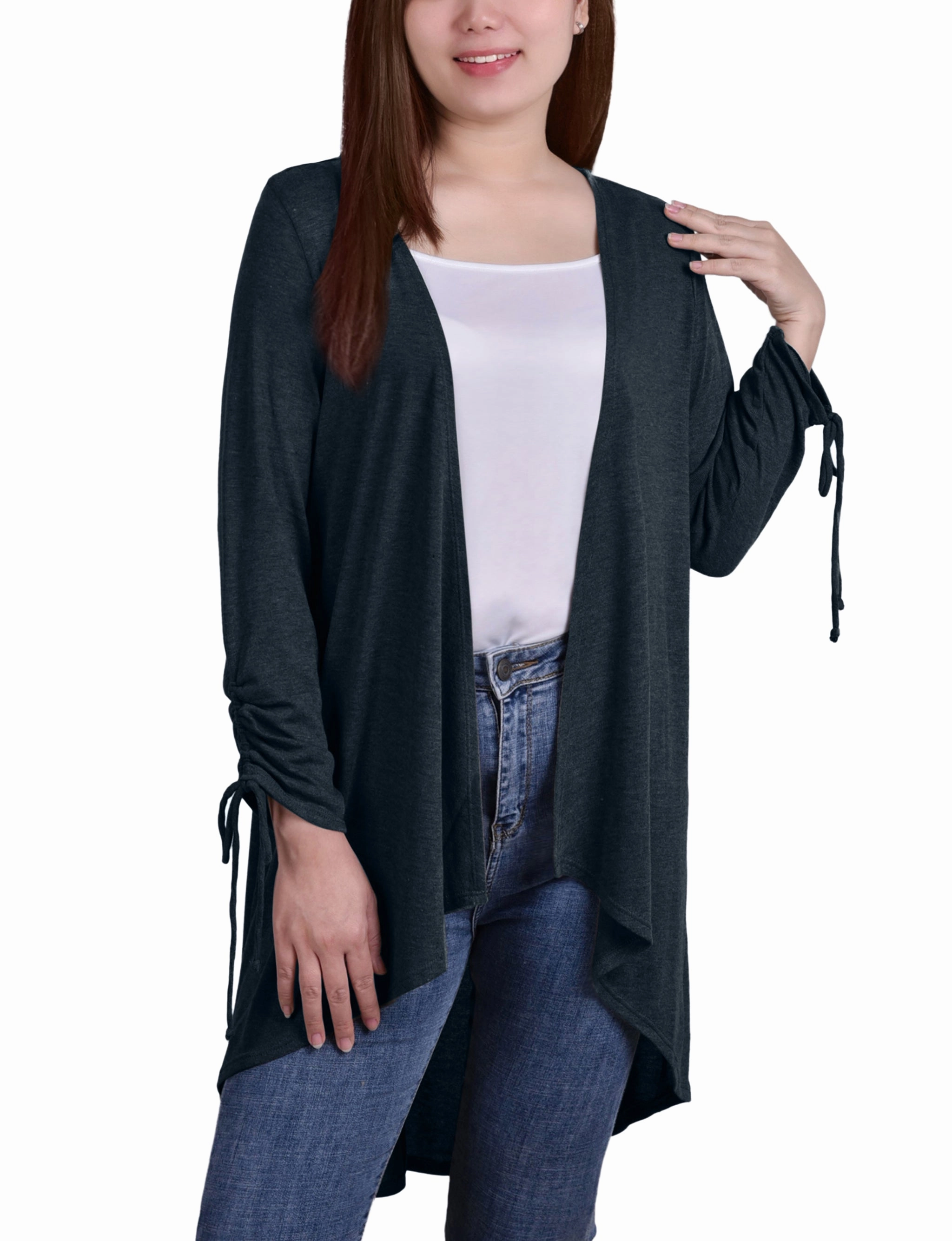 Stylish Outfit Long Sleeve Hi Lo Hem Cardigan
