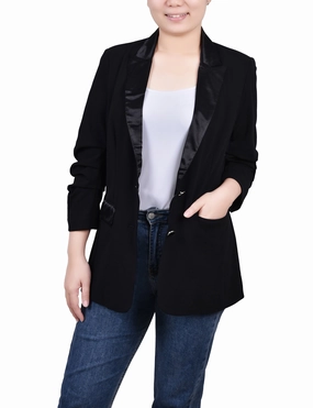 BreathableFabric Comfortable Design Long Sleeve Satin Lapel Jacket
