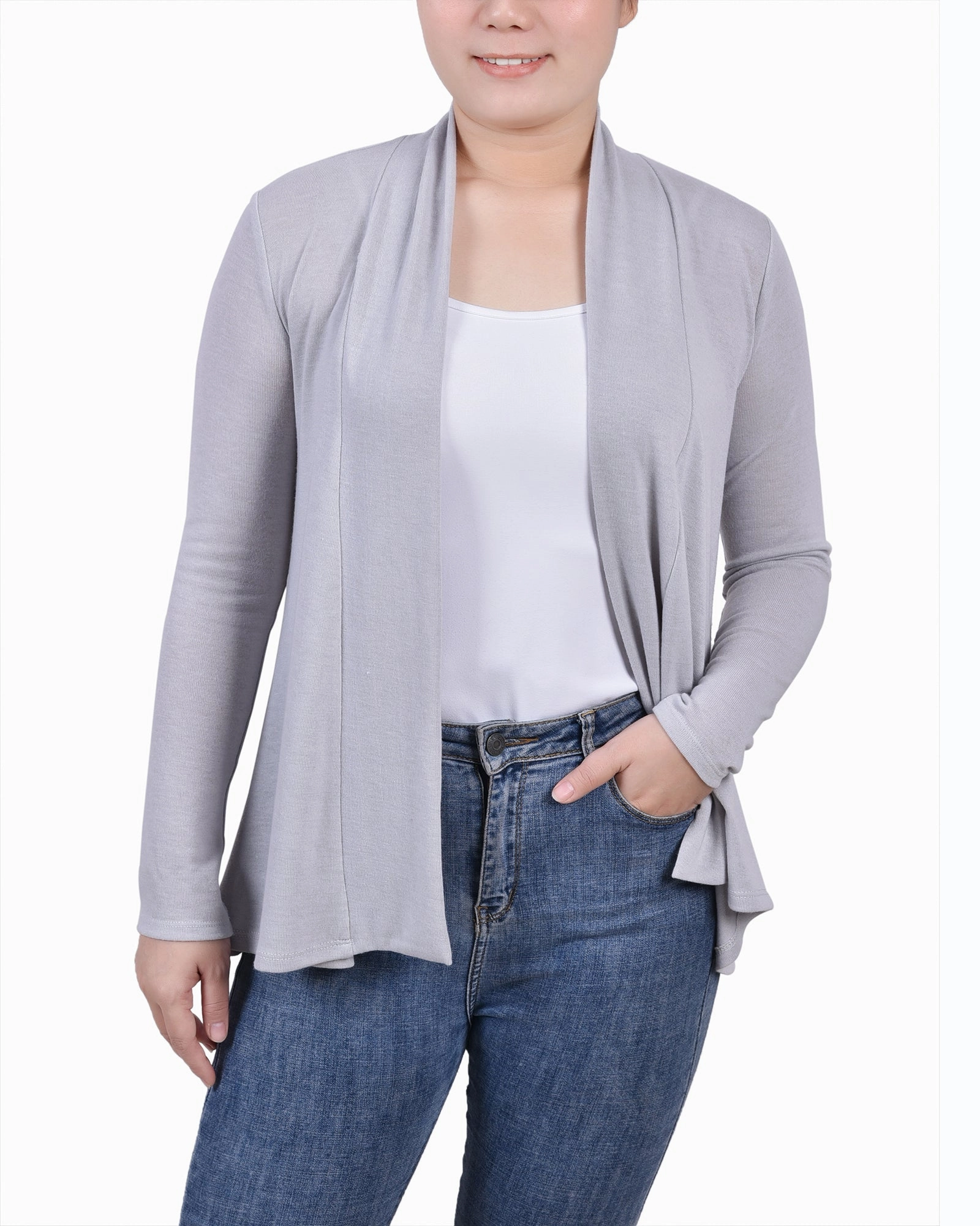 Long Sleeve Swing Cardigan Contrast Stitch