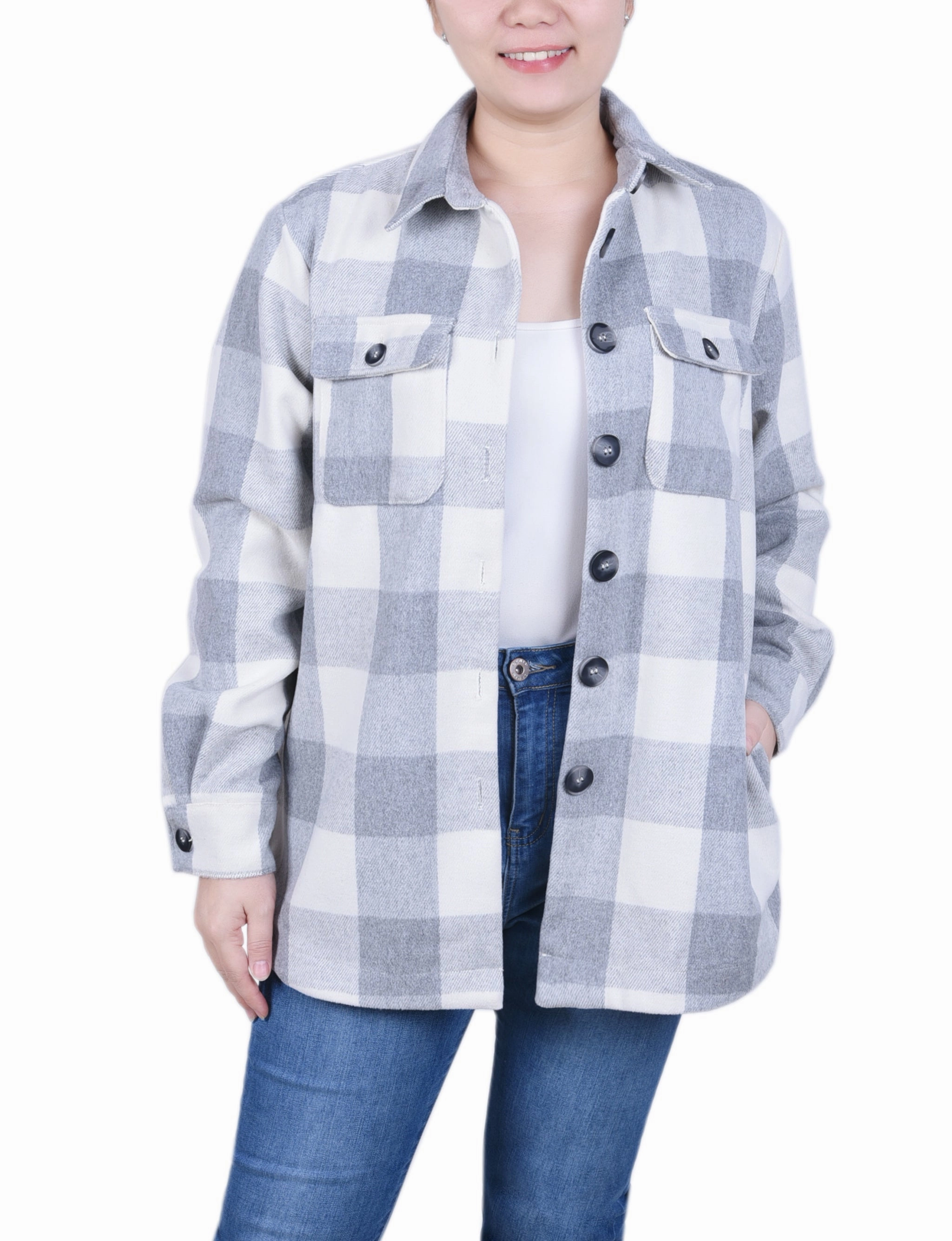 NonSlip Grip Tape Long Sleeve Twill Shirtjacket