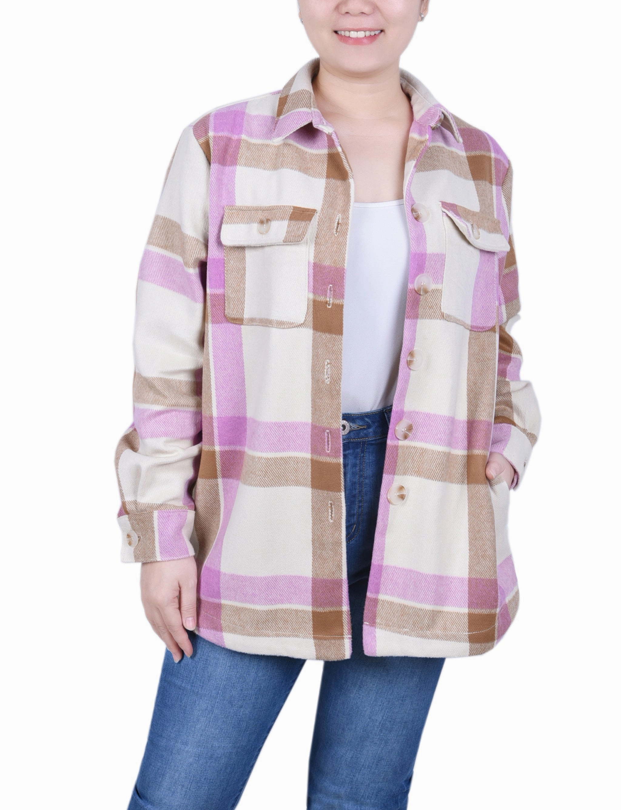 Long Sleeve Twill Shirtjacket ThermalLining AntiSnagYarnProcessing