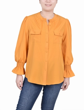 Airflow Vents UV Protective Layer Long Sleeve Y Neck Blouse