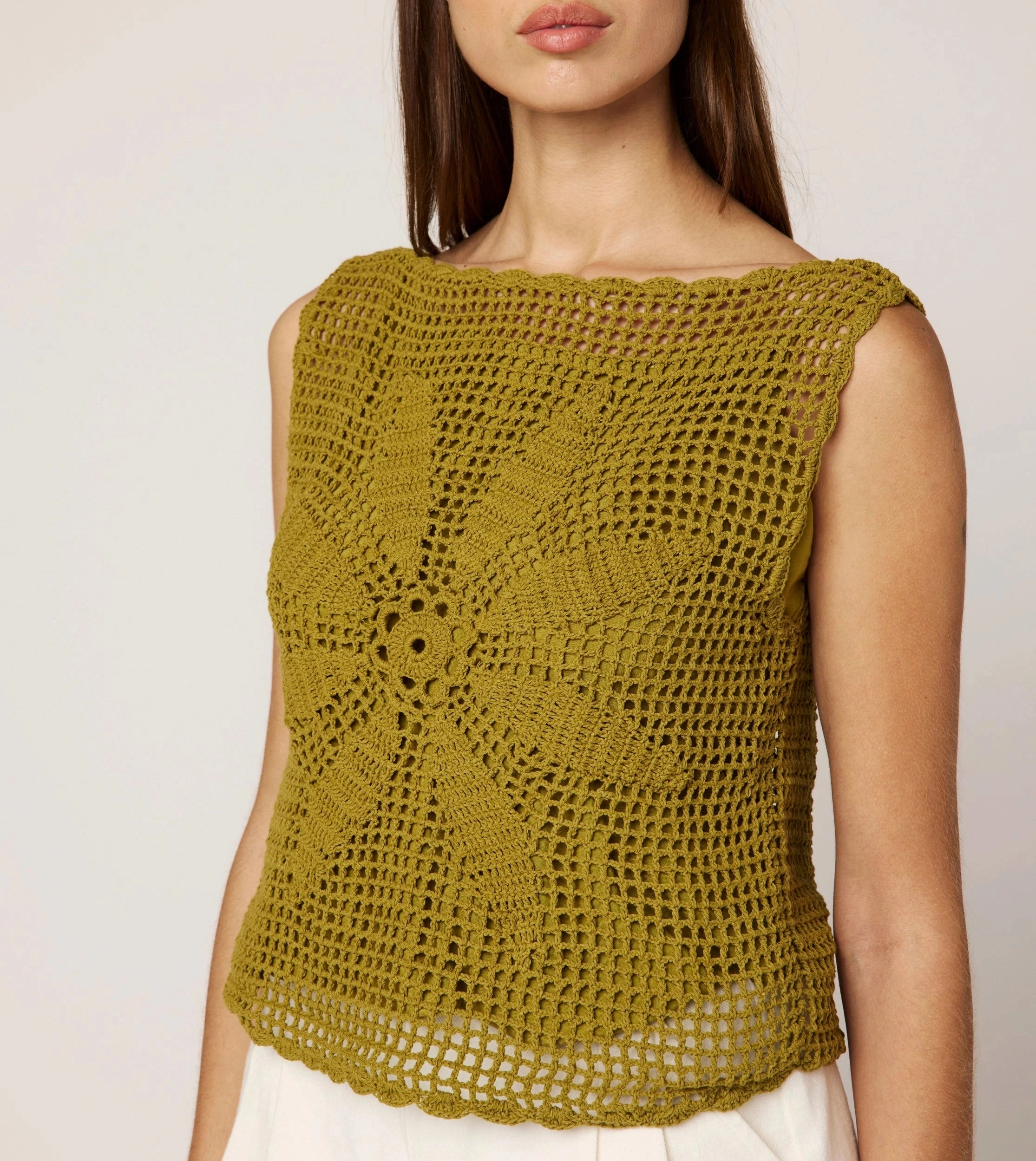 CompactSize Simple Pullover Caylee Crochet Top | Moss