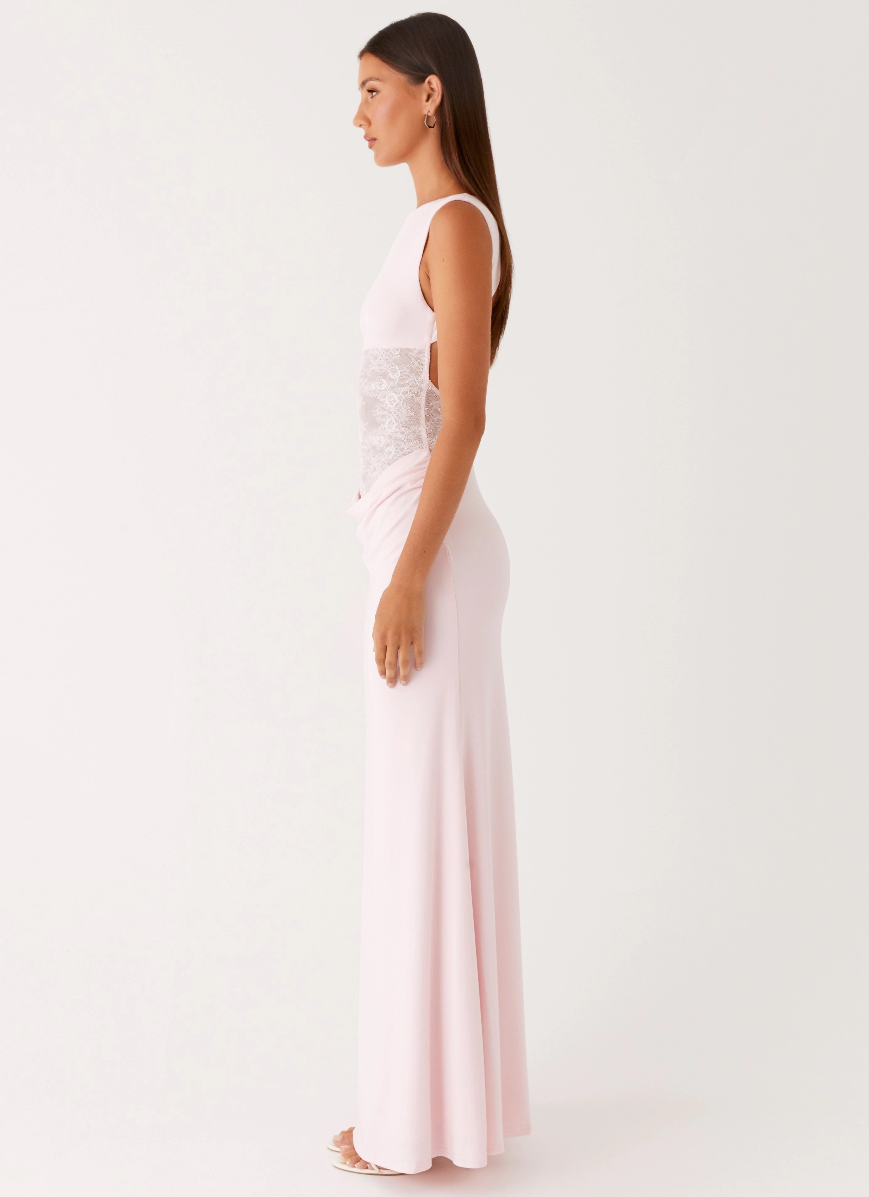 Rainy Day Jacket Sleek And Stylish Love Tease Maxi Dress - Baby Pink