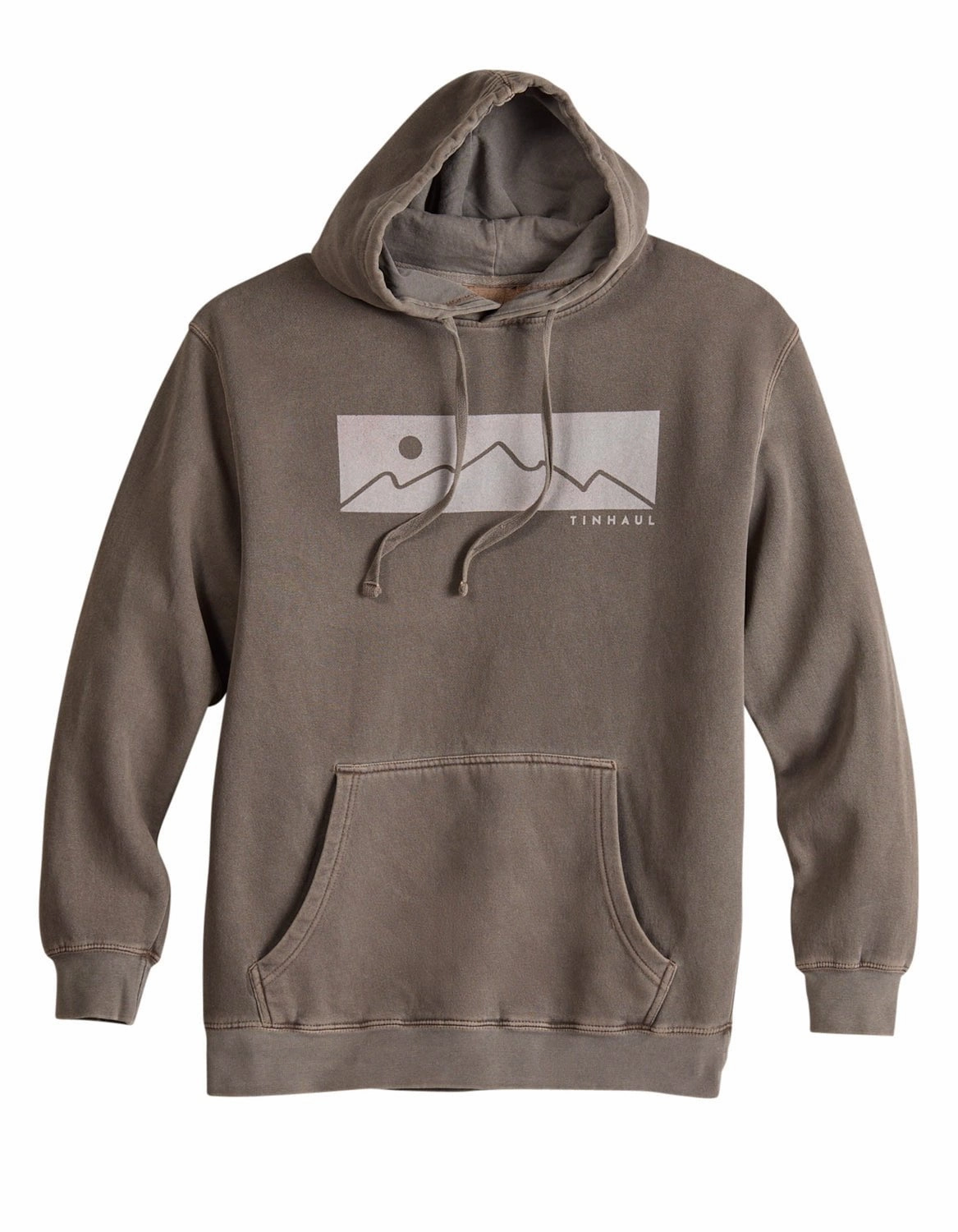 Tin Haul Mens Mountain Print Brown Cotton Blend Hoodie Elasticized Edging Rubberized Trims