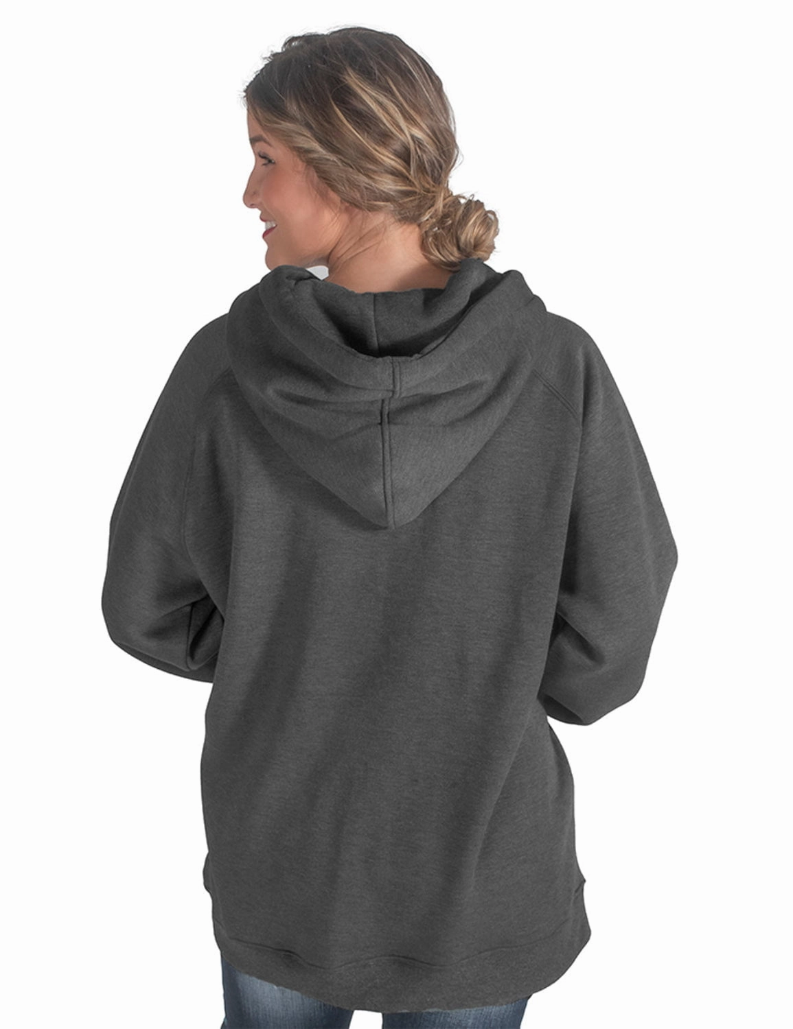 Eco Friendly Cheap Nice Cowgirl Tuff Womens Flag Print Charcoal Poly/Rayon Hoodie