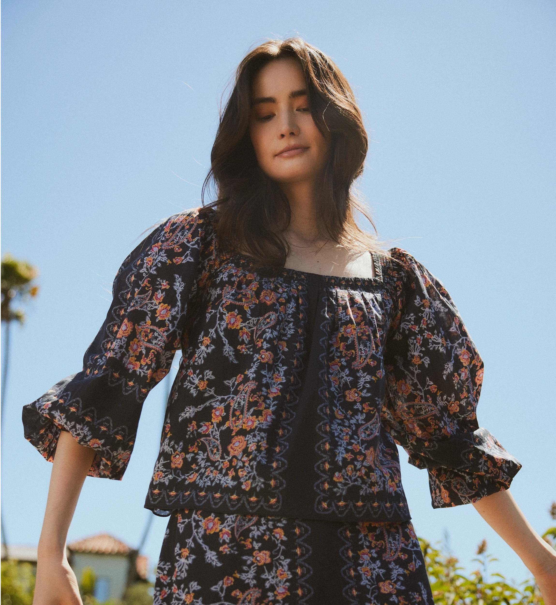 DoubleStitched Hem Lucille Blouse | Dark La Ramos