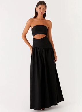 Lumen Maxi Dress - Black Travel Outerwear