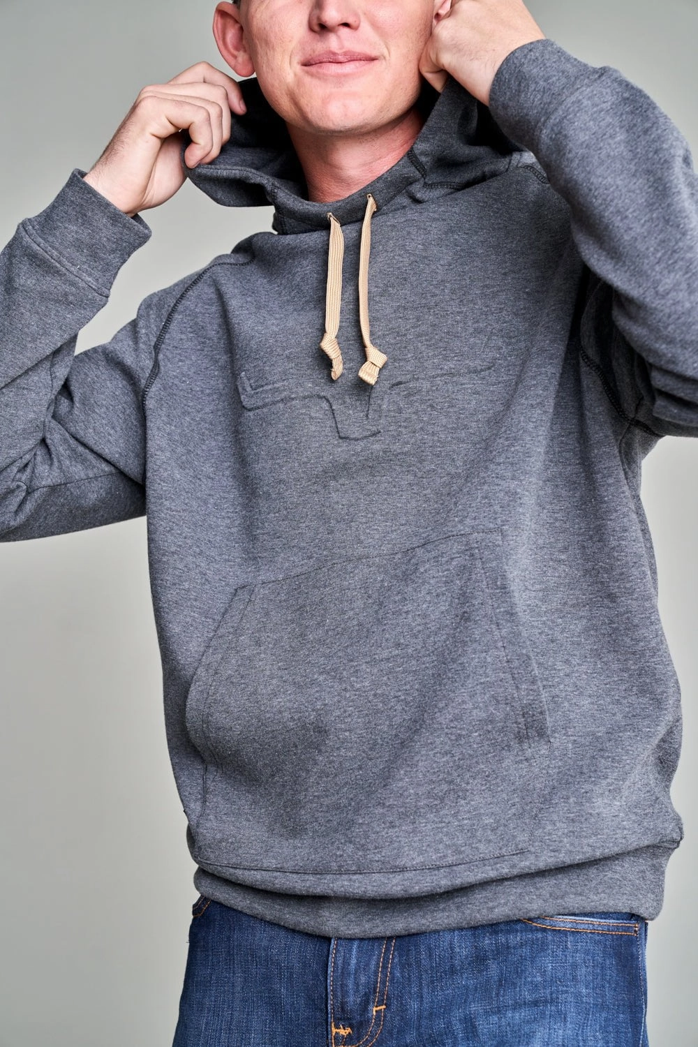 Modern Travel Look Reinforced Elbow Patches Kimes Ranch Mens Prescott Tech Hood Charcoal Heather 100% Polyester Hoodie